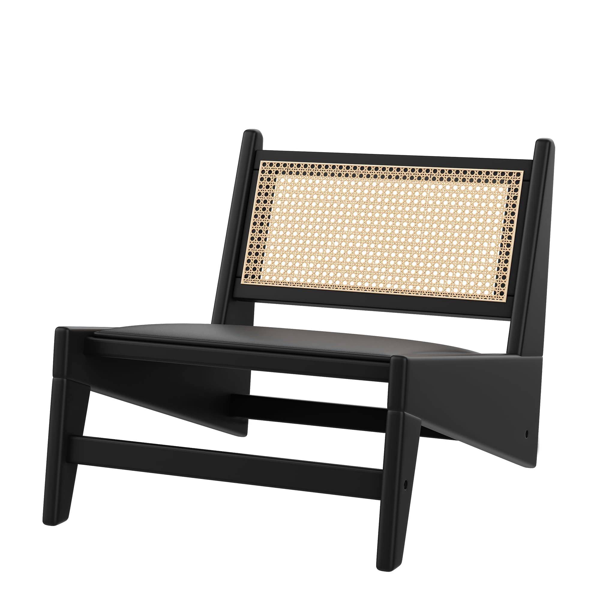 Modern Black Rattan Chair - Comfy Boho Accent Chair for Living Room, Bedroom, and Balcony