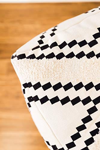 Modern Boho Unstuffed Pouf Ottoman Cover – Chic Storage and Footrest Solution for Living Room, Nursery, and Dorm