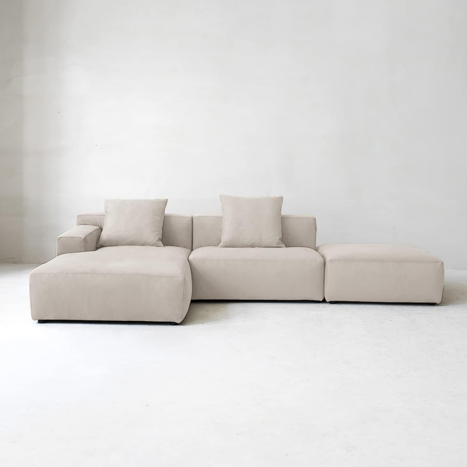 Modern Modular L-Shape Sectional Sofa Set – 3 Seat Upholstered Couch with Chaise Lounge, Cream