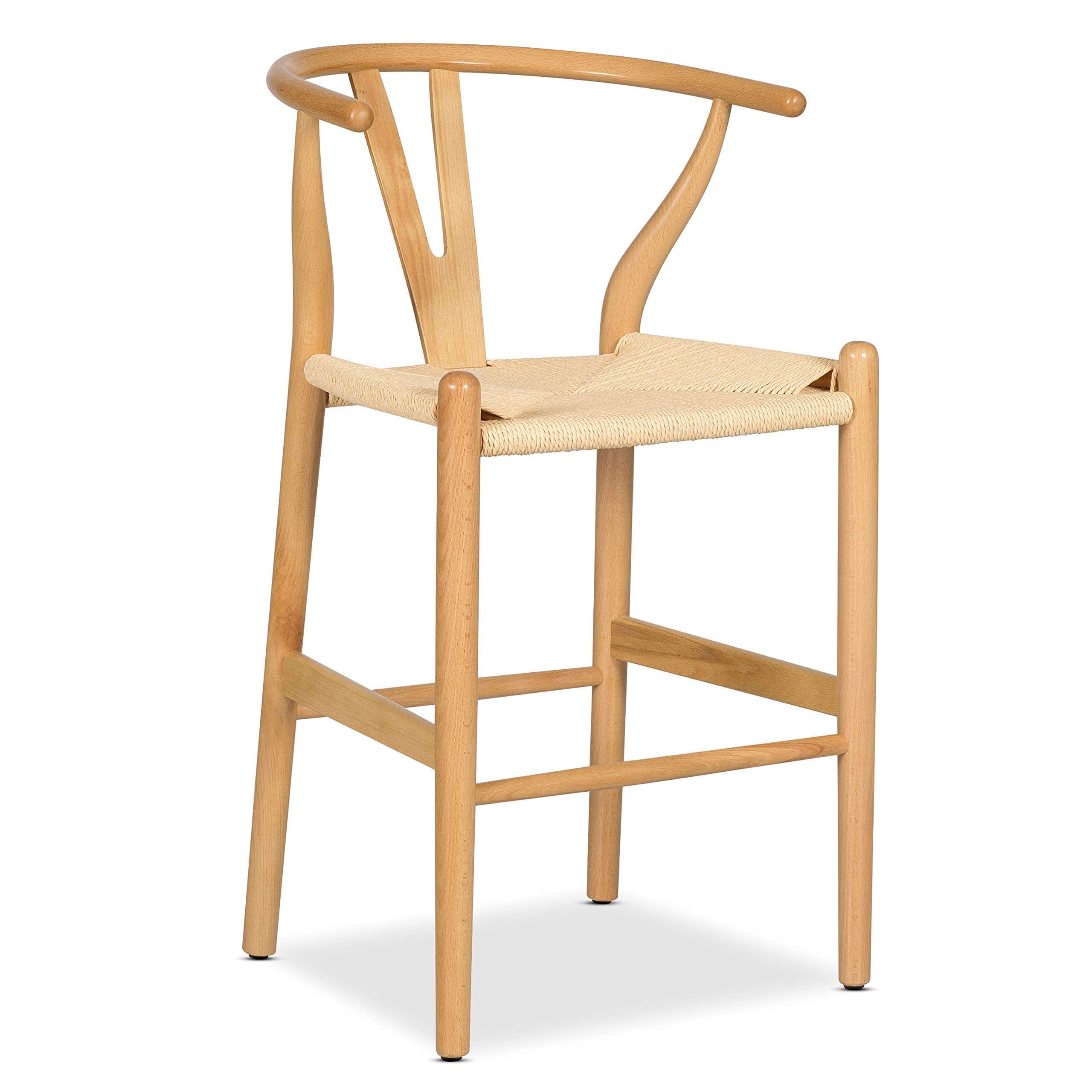 Natural or Black Weave Counter Stool – 21"D x 20.5"W x 36"H, Solid Beech Wood Frame, Rope Woven Seat, Fully Assembled