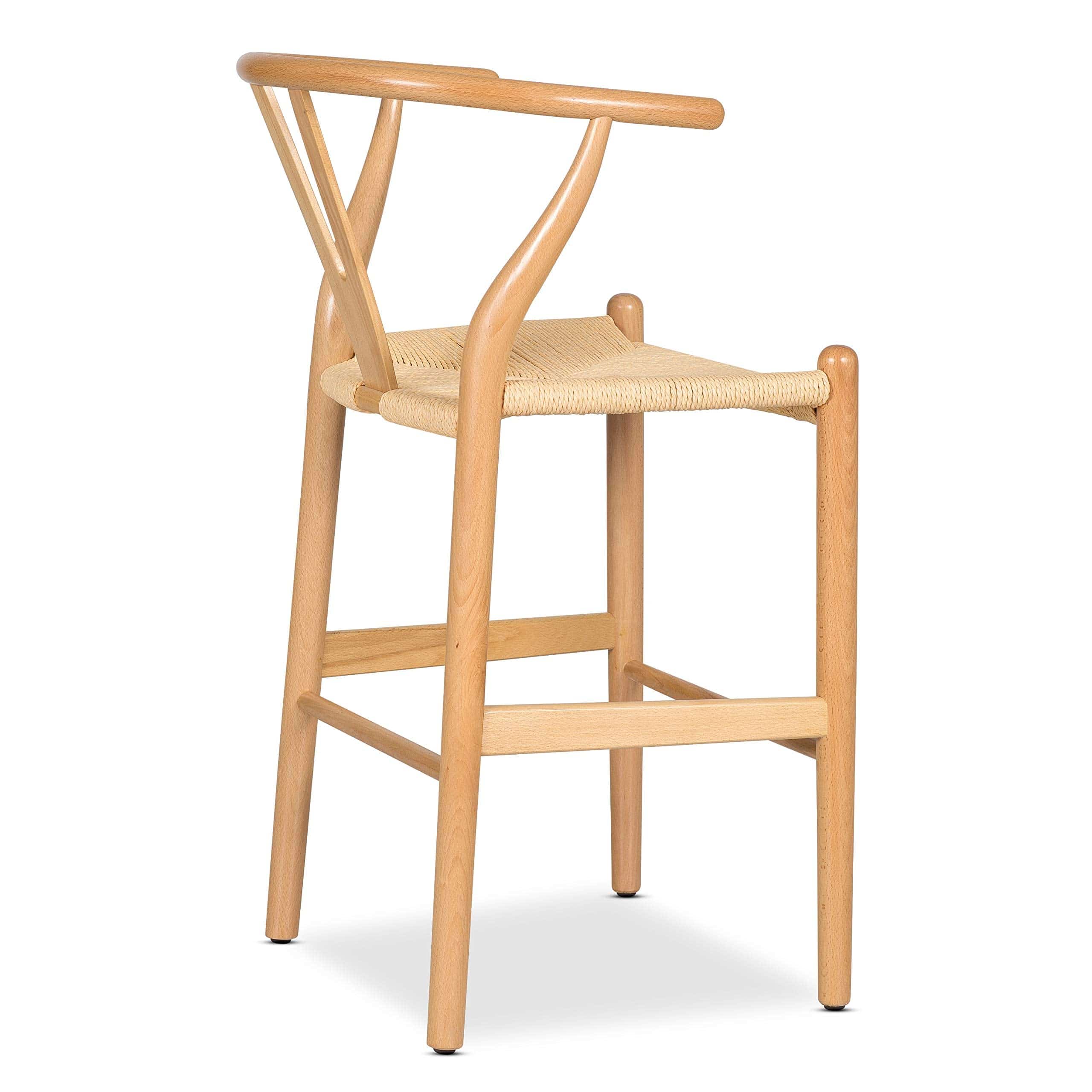 Natural or Black Weave Counter Stool – 21"D x 20.5"W x 36"H, Solid Beech Wood Frame, Rope Woven Seat, Fully Assembled