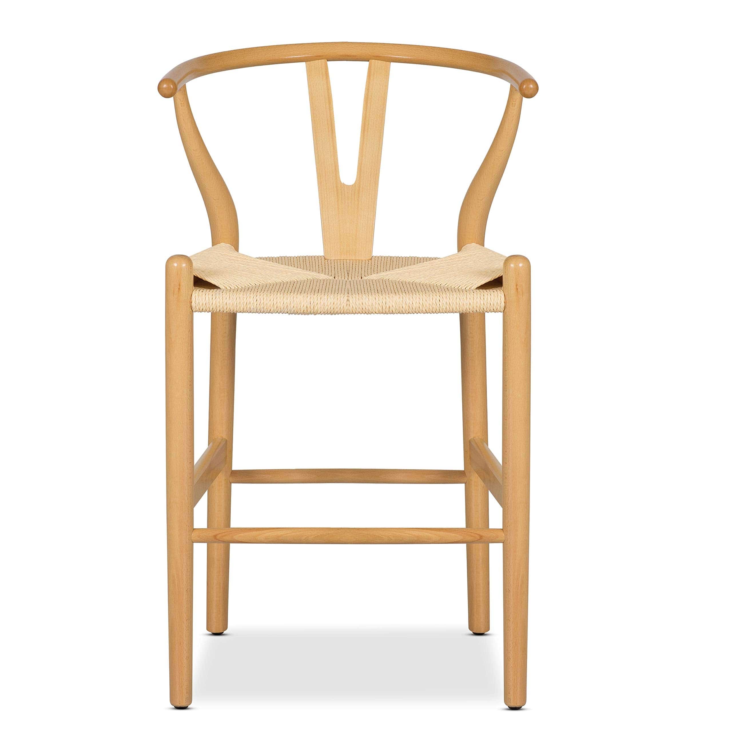 Natural or Black Weave Counter Stool – 21"D x 20.5"W x 36"H, Solid Beech Wood Frame, Rope Woven Seat, Fully Assembled