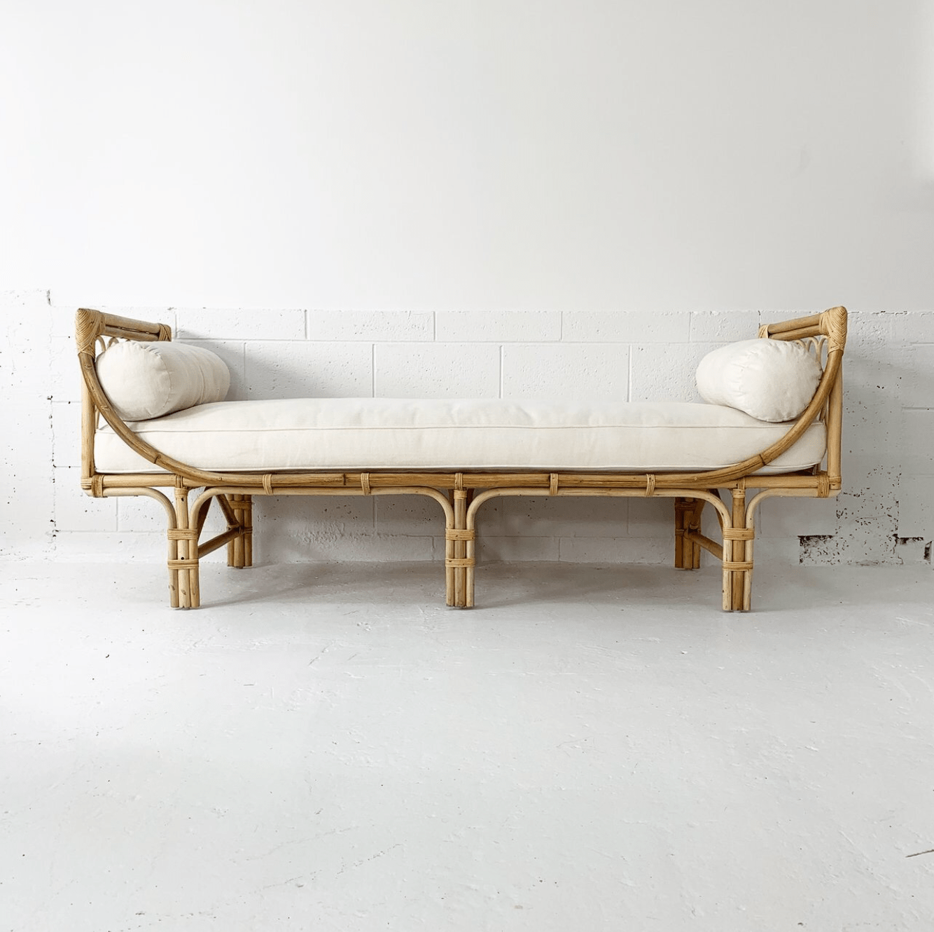 Natural Rattan Daybed - Bohemian Design with Removable Cushions and Pillows in Light Honey