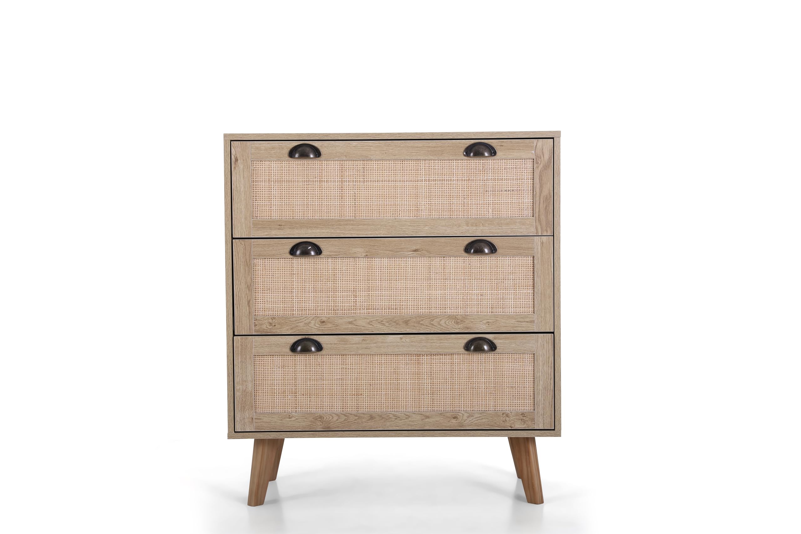 Natural Rattan Dresser Cabinet with Large Storage - Boho Chic, Mid-Century Modern Design - Versatile and Sturdy Nightstand