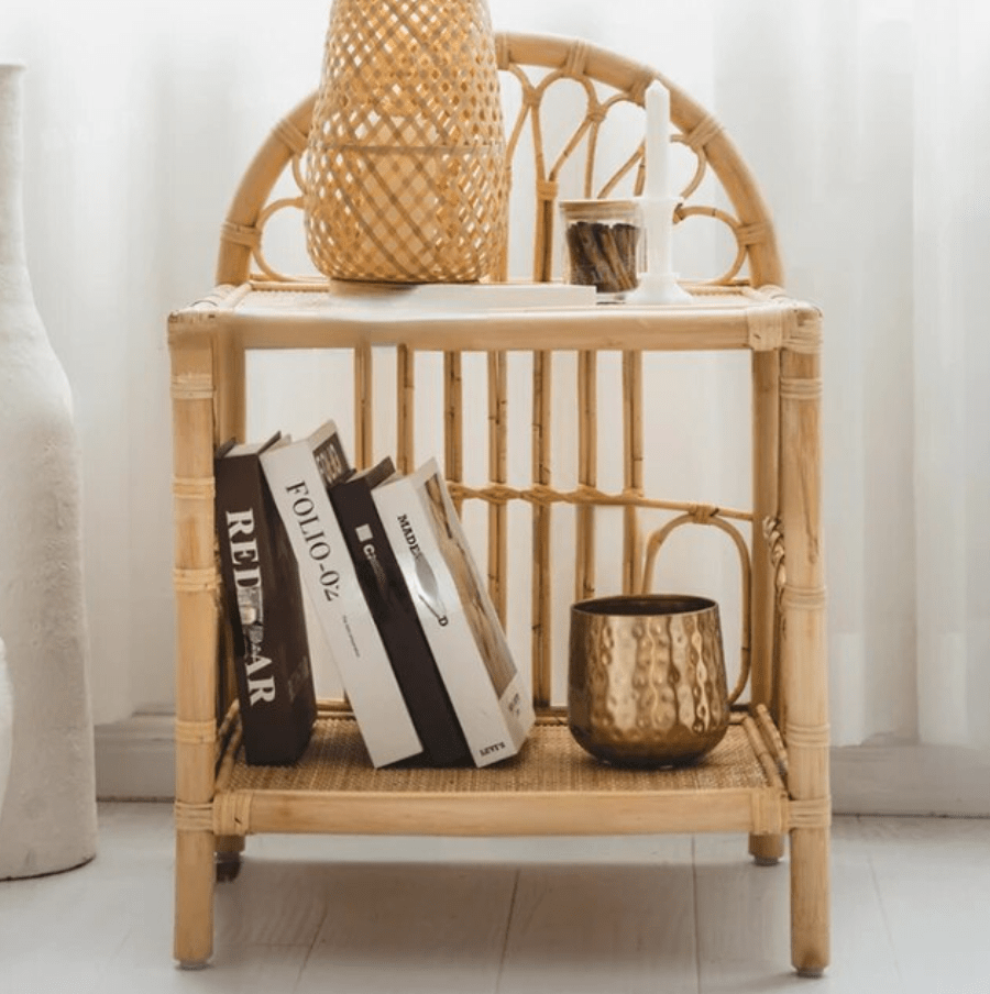 Natural Rattan Loop Nightstand - Medium Size - Versatile and Airy Design - Enhance Your Home Decor