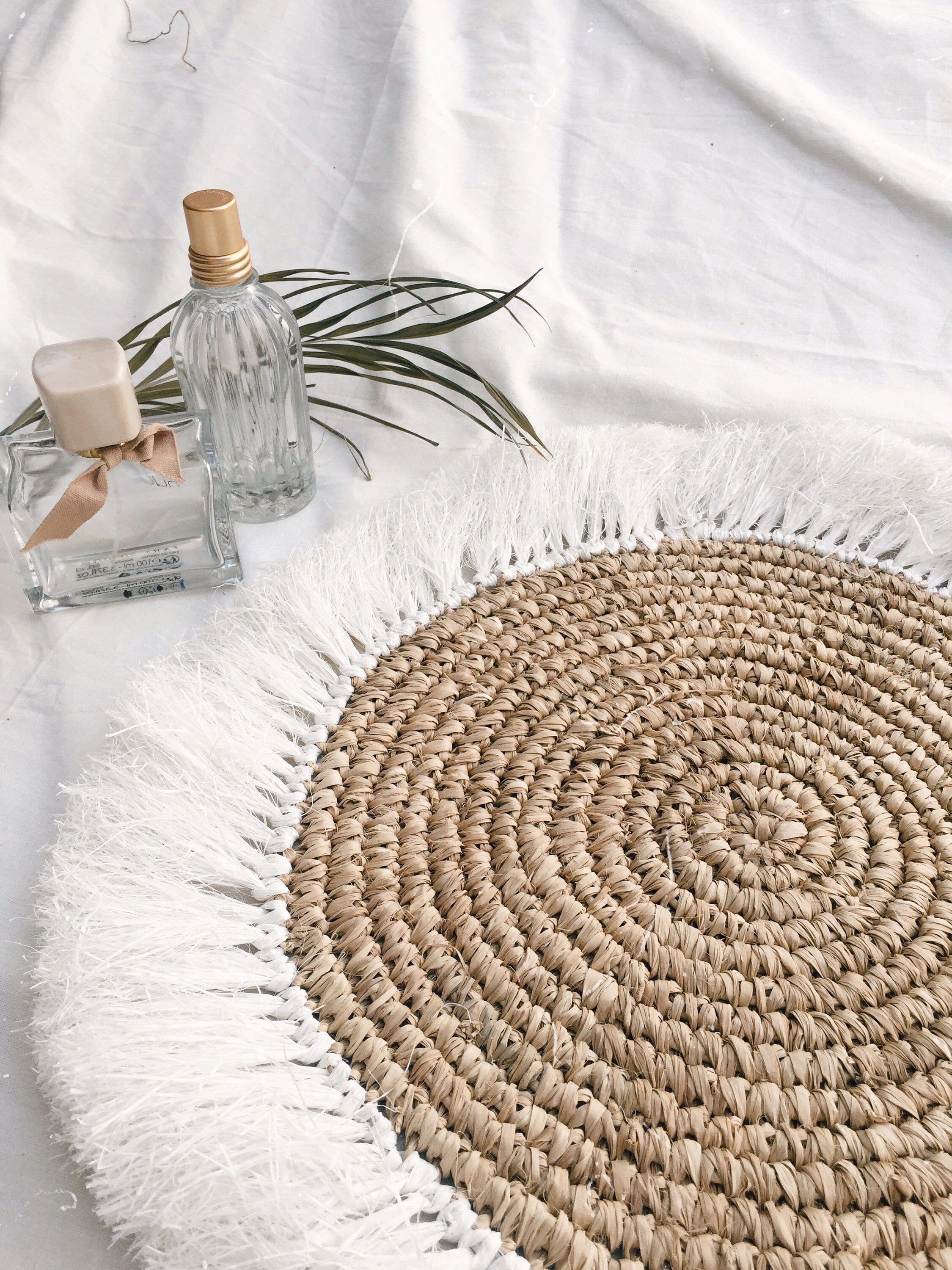 Natural White Fringe Placemats – Boho Handwoven Table Decor