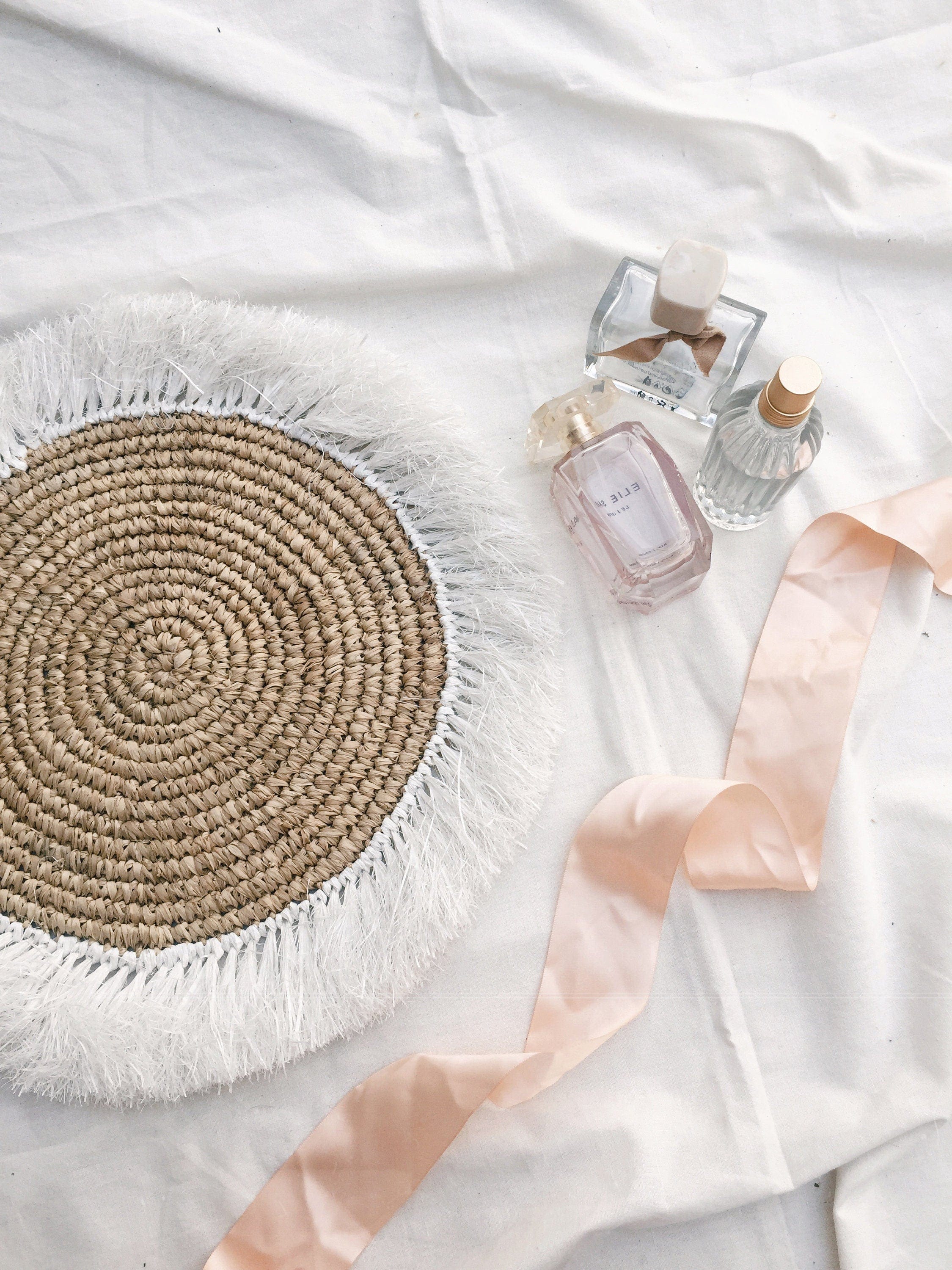 Natural White Fringe Placemats – Boho Handwoven Table Decor