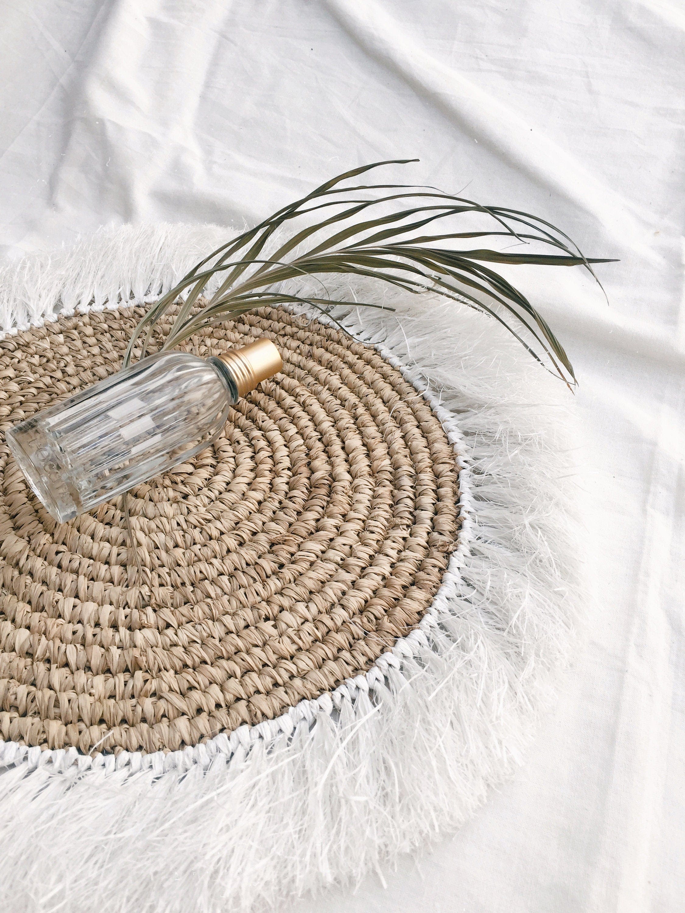 Natural White Fringe Placemats – Boho Handwoven Table Decor