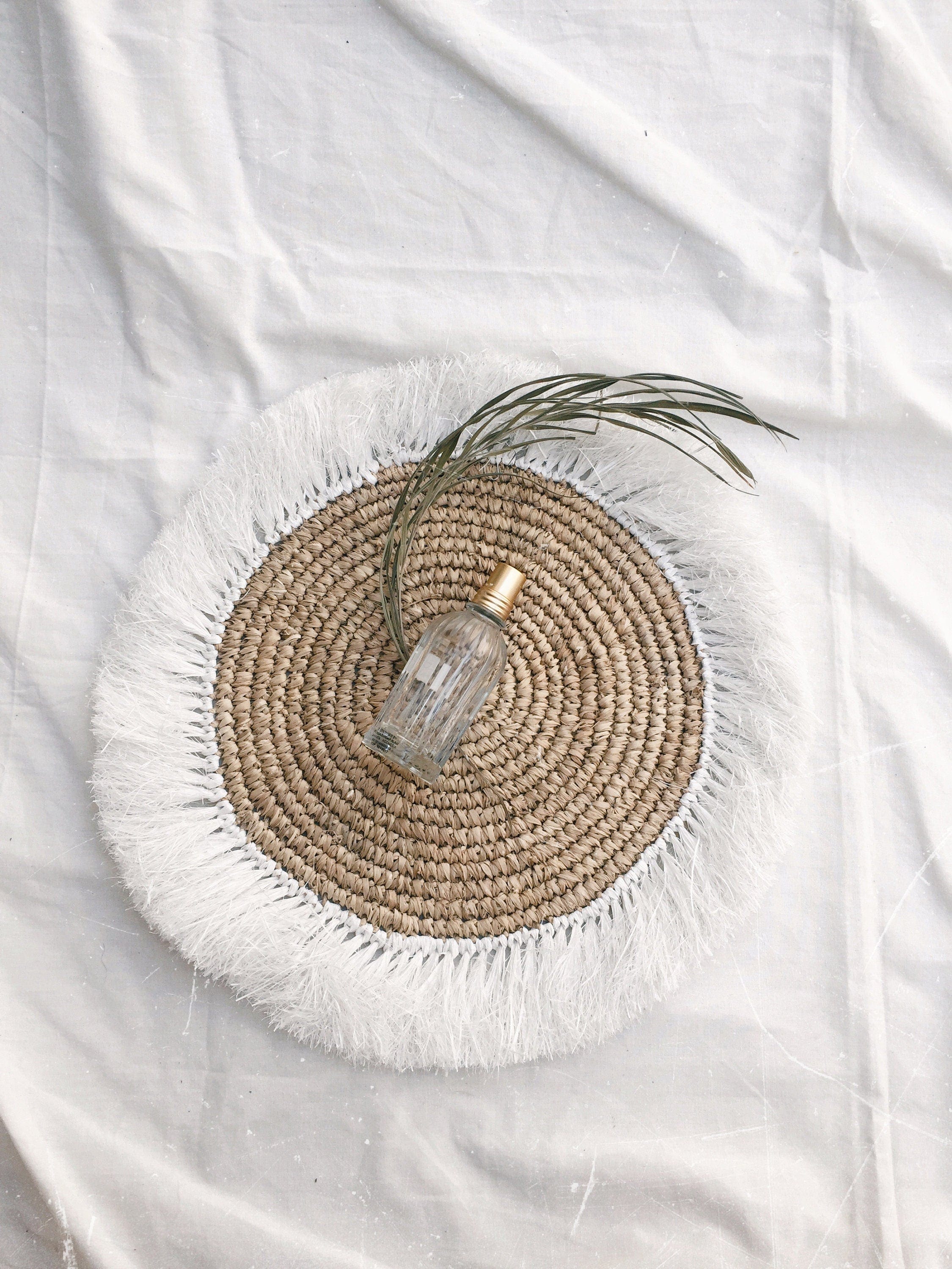 Natural White Fringe Placemats – Boho Handwoven Table Decor