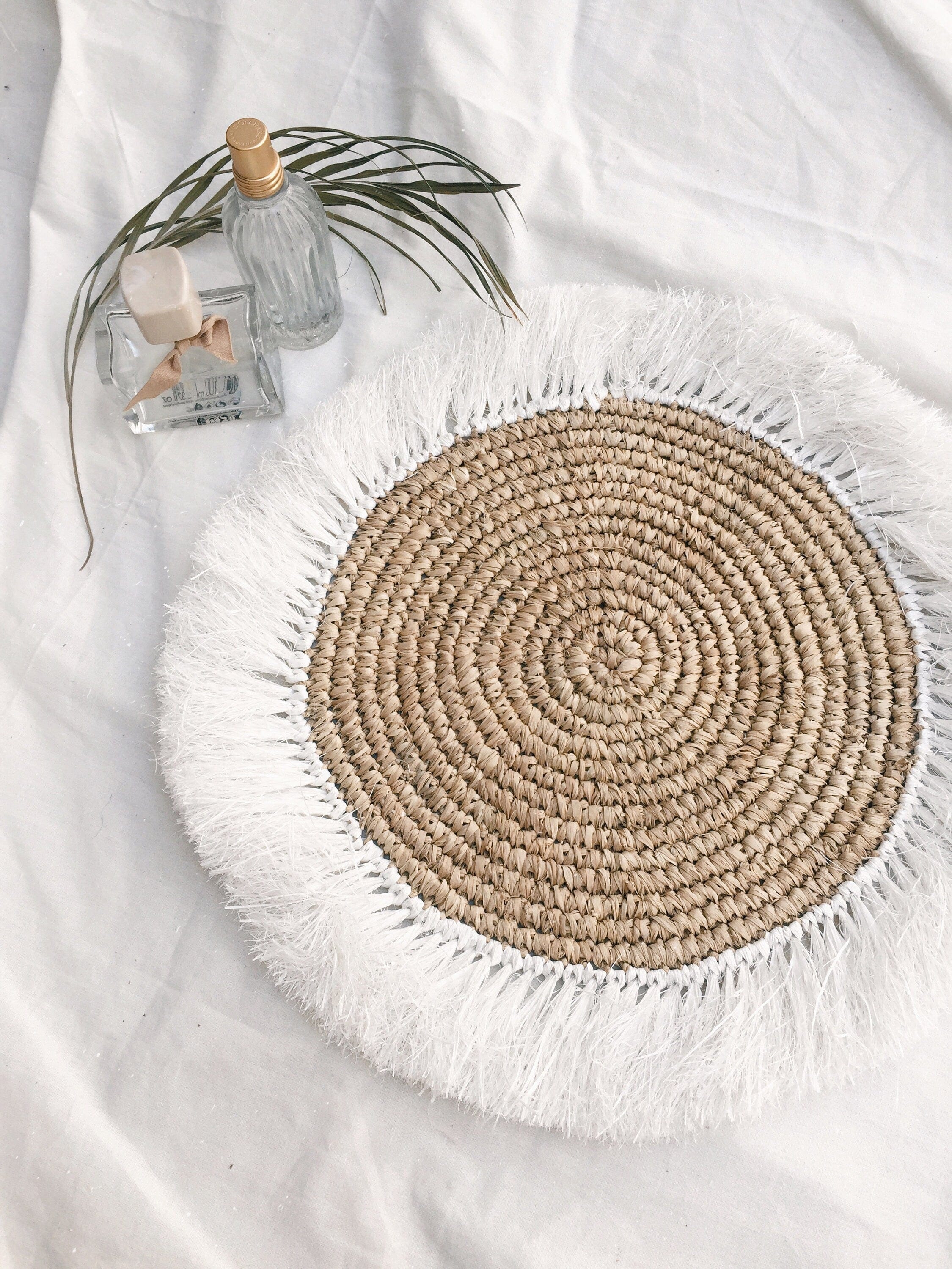 Natural White Fringe Placemats – Boho Handwoven Table Decor