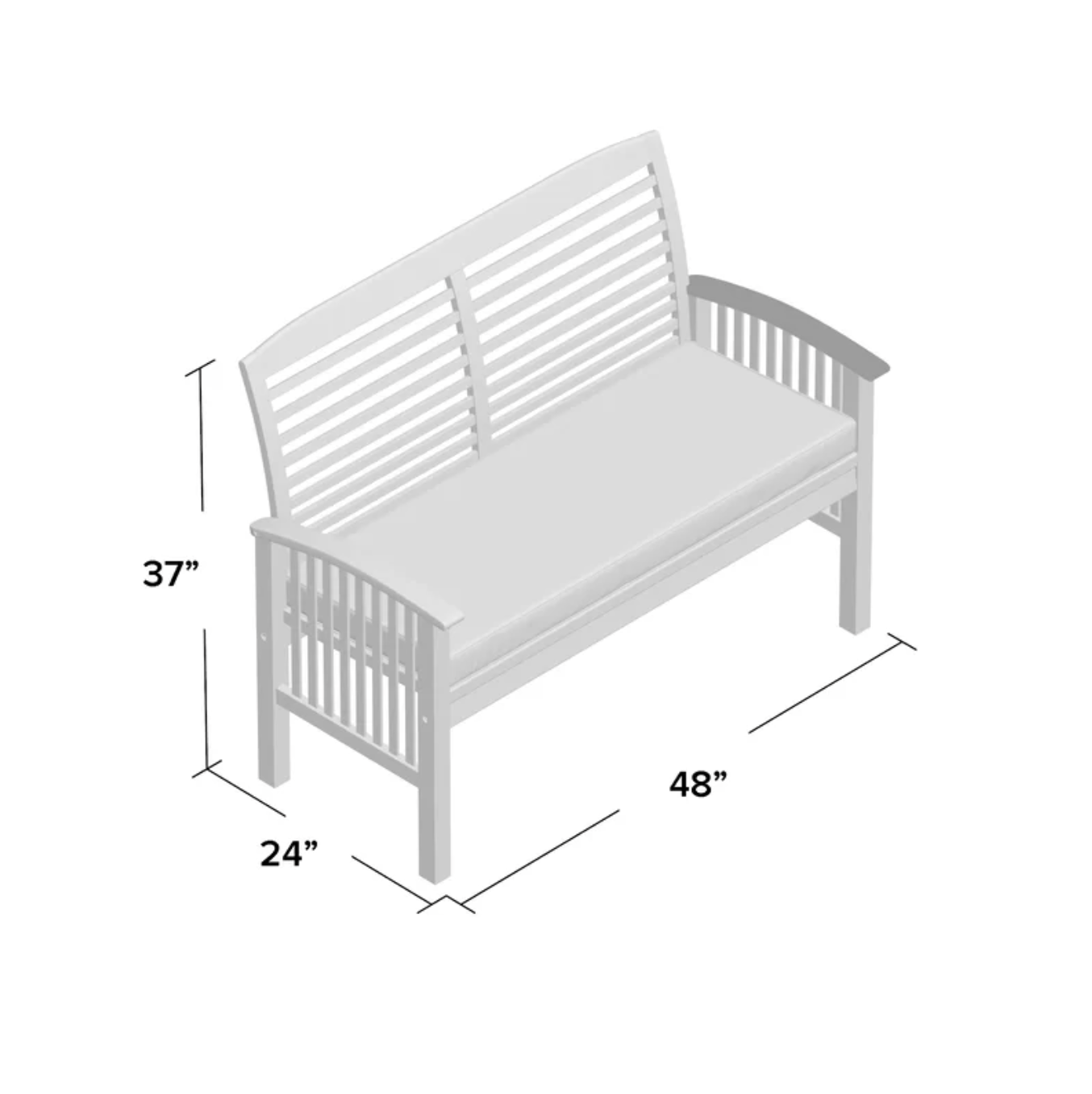 Outdoor Acacia Wood Loveseat with Cushion - Classic Mission-Style Design - Weather-Resistant Patio Furniture