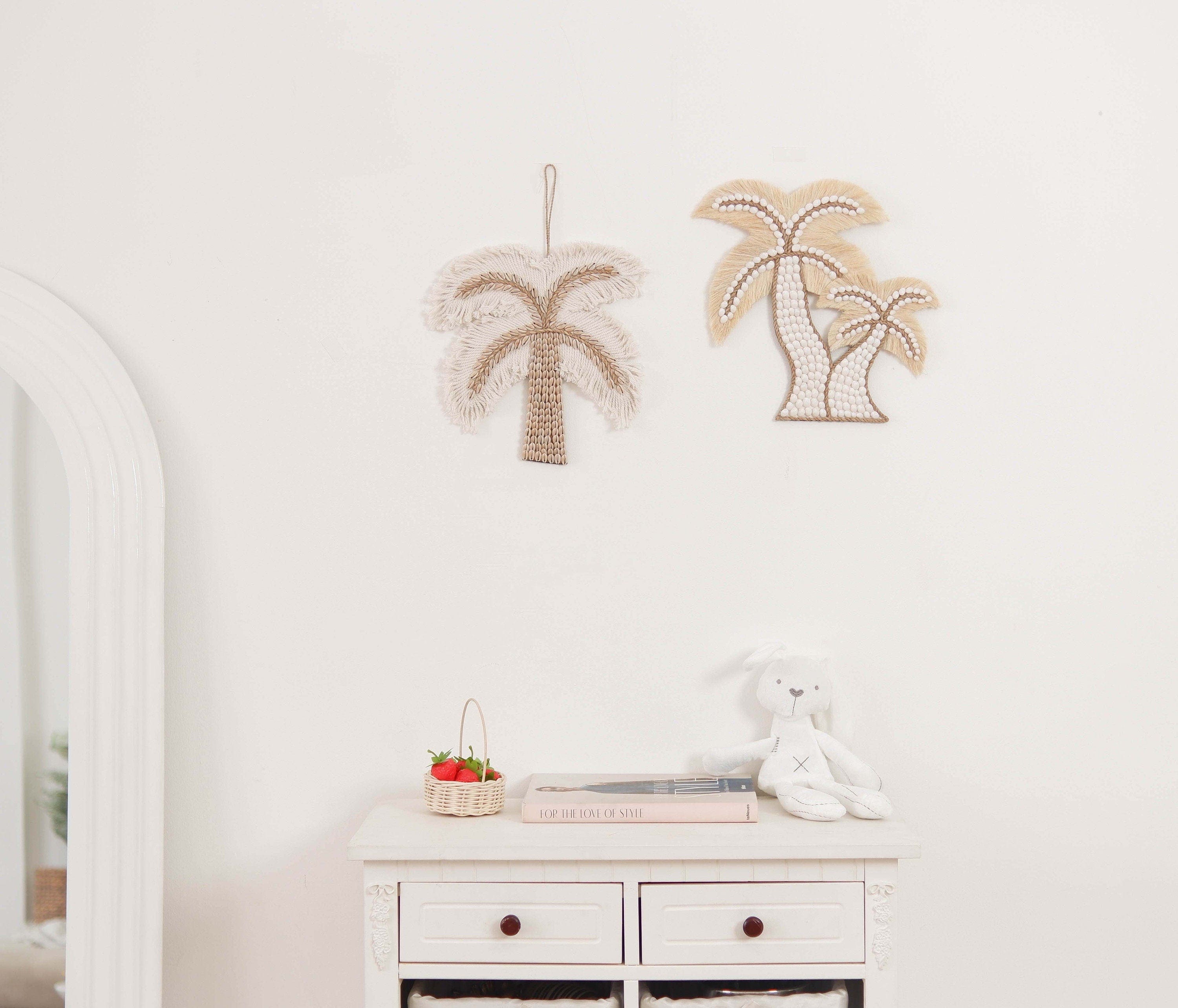 Palm Tree Shell Nursery Decor – Boho Beach and Coastal Kids Room Wall Hanging