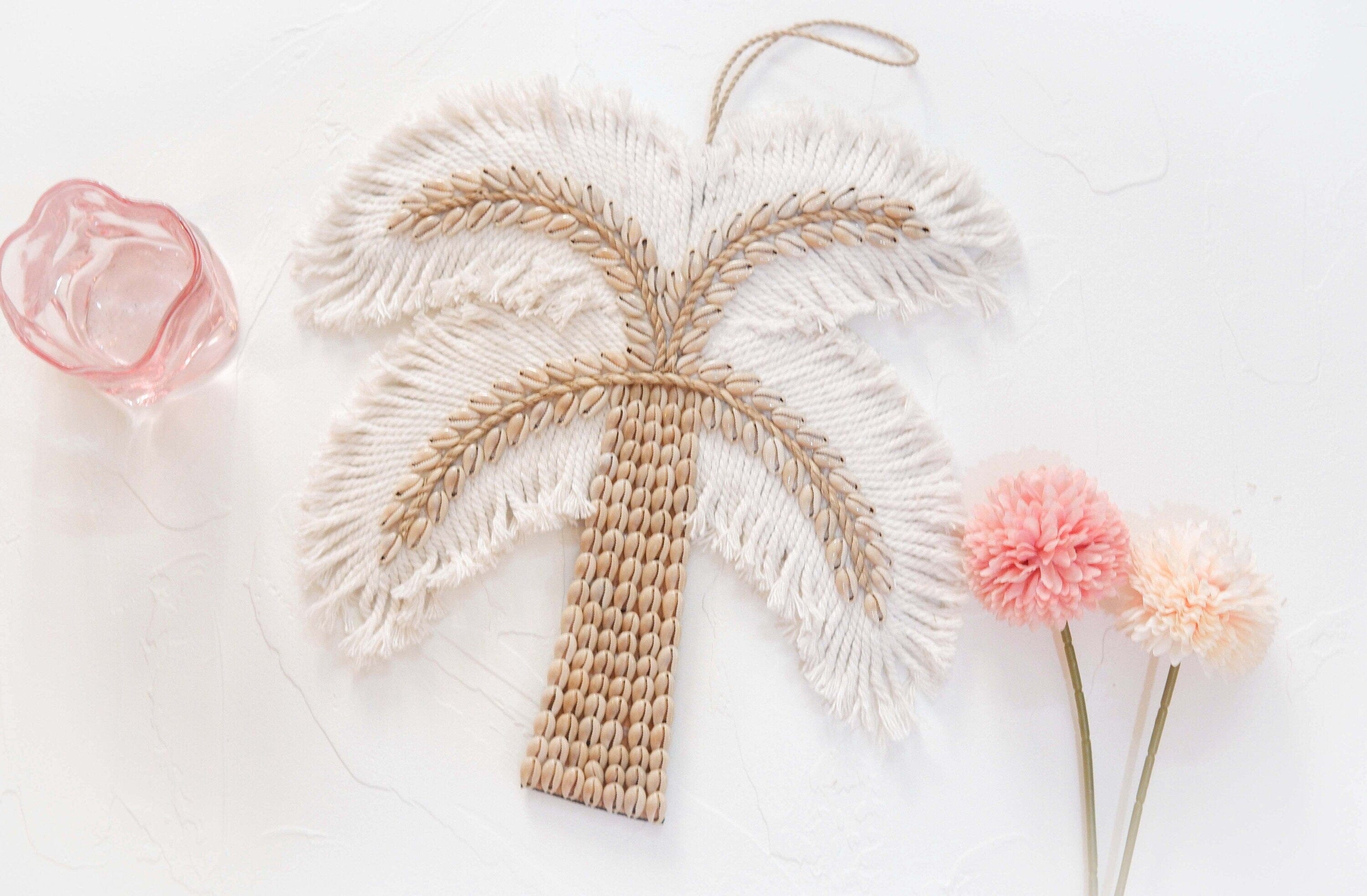 Palm Tree Shell Nursery Decor – Boho Beach and Coastal Kids Room Wall Hanging