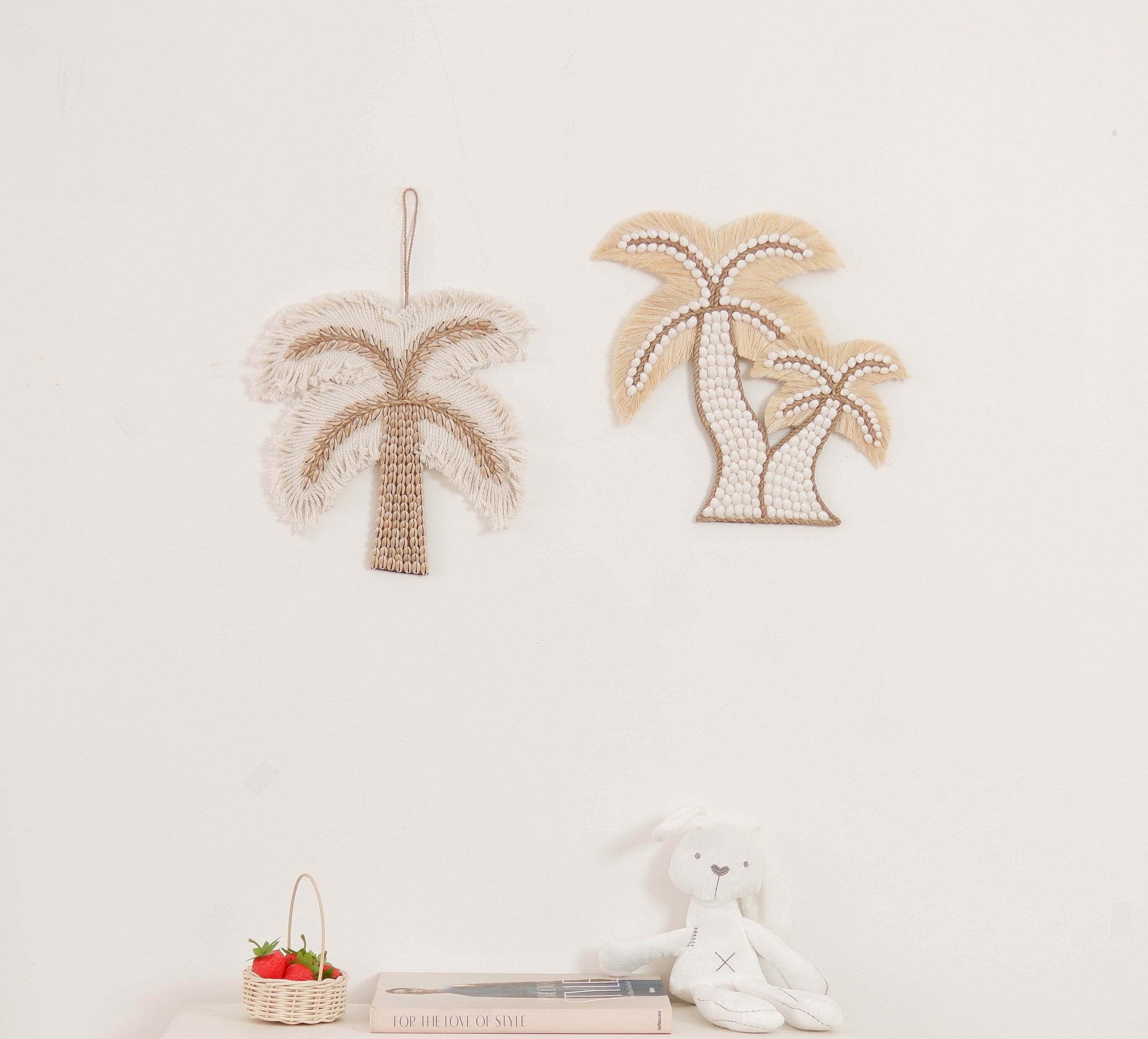 Palm Tree Shell Nursery Decor – Boho Beach and Coastal Kids Room Wall Hanging