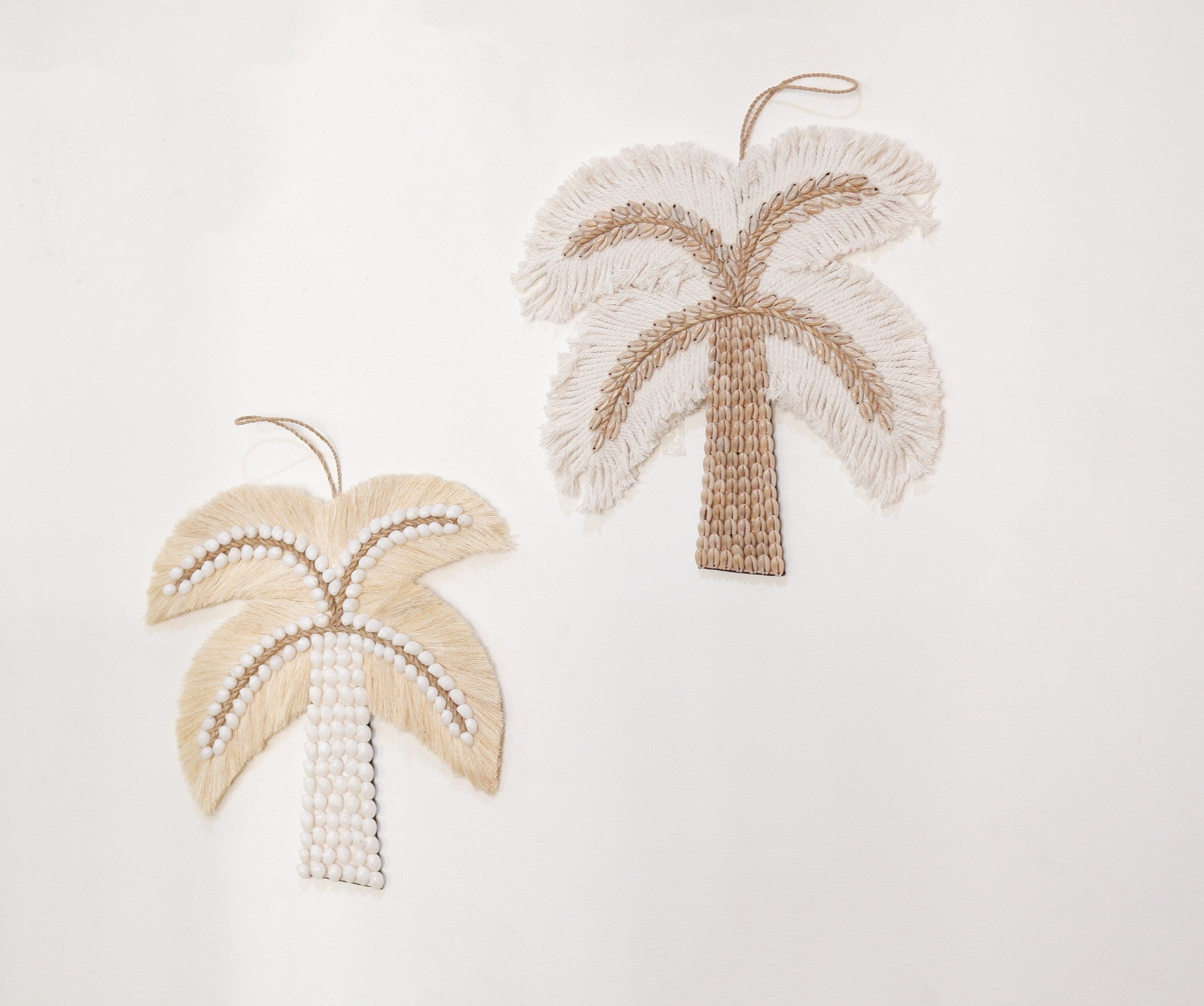 Palm Tree Shell Nursery Decor – Boho Beach and Coastal Kids Room Wall Hanging