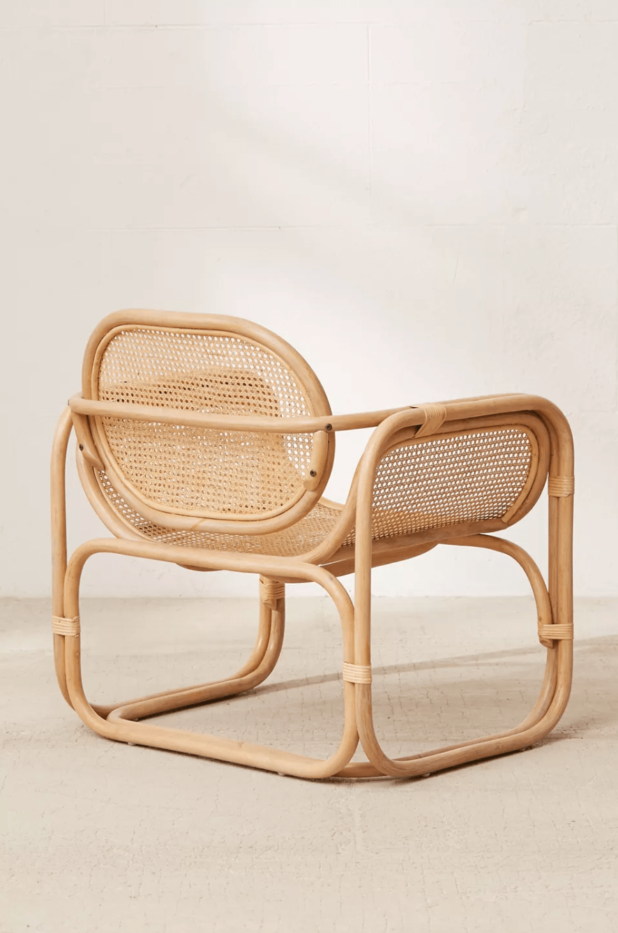 PRE-ORDER Artisan-Crafted Small Batch Woven Rattan Cane Lounge Chair - Mid-Century Style Brown Seating( Small-Batch Created)