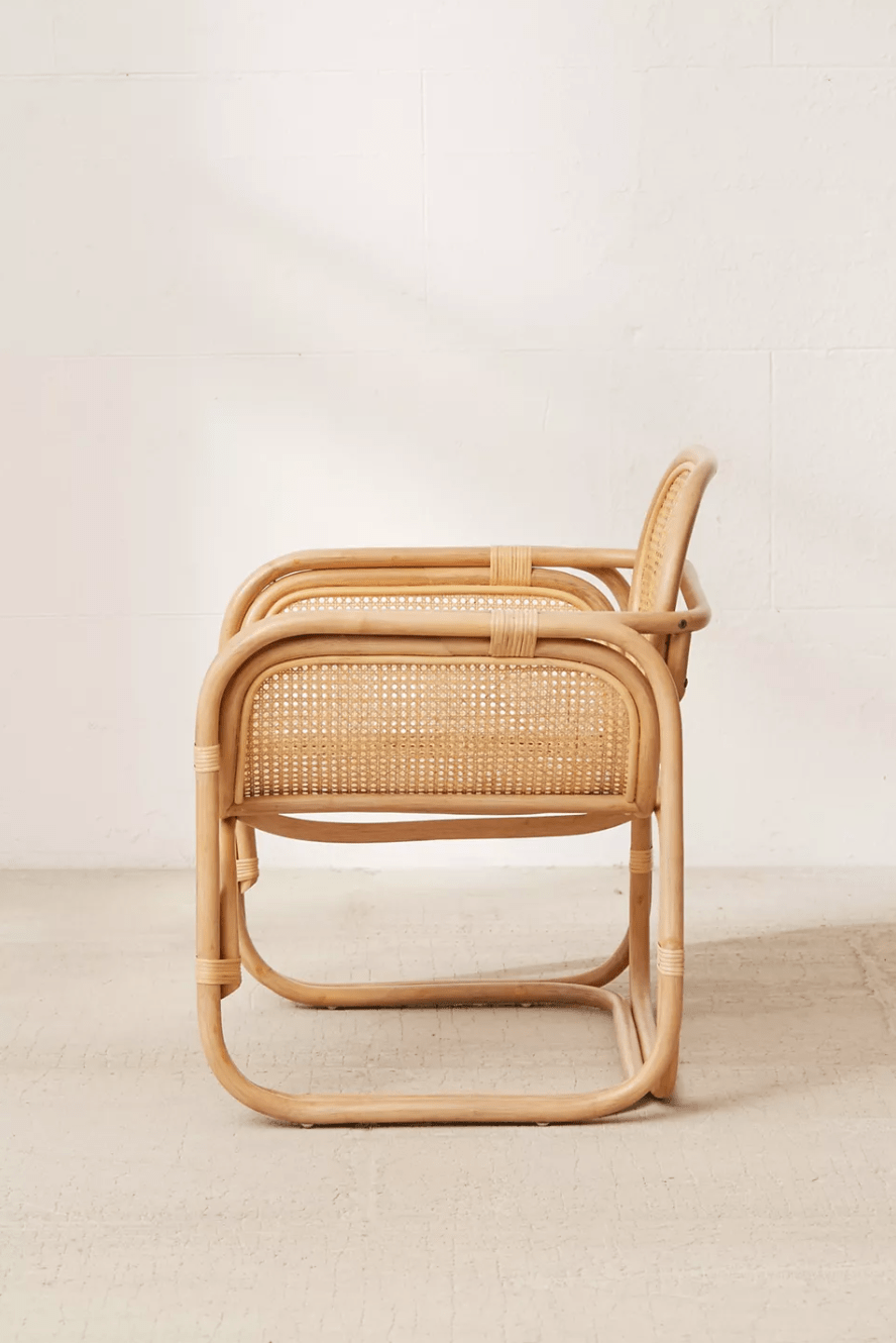 PRE-ORDER Artisan-Crafted Small Batch Woven Rattan Cane Lounge Chair - Mid-Century Style Brown Seating( Small-Batch Created)