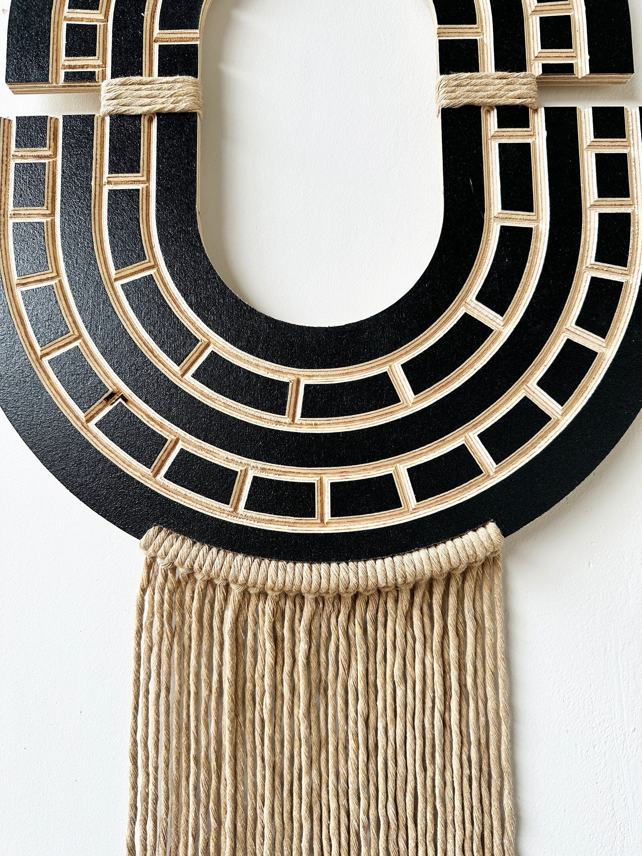 Pre-Order Handcrafted Ethnic Wood Wall Hanging Set | Boho Living Room Decor | 3-Piece Macrame Wall Art