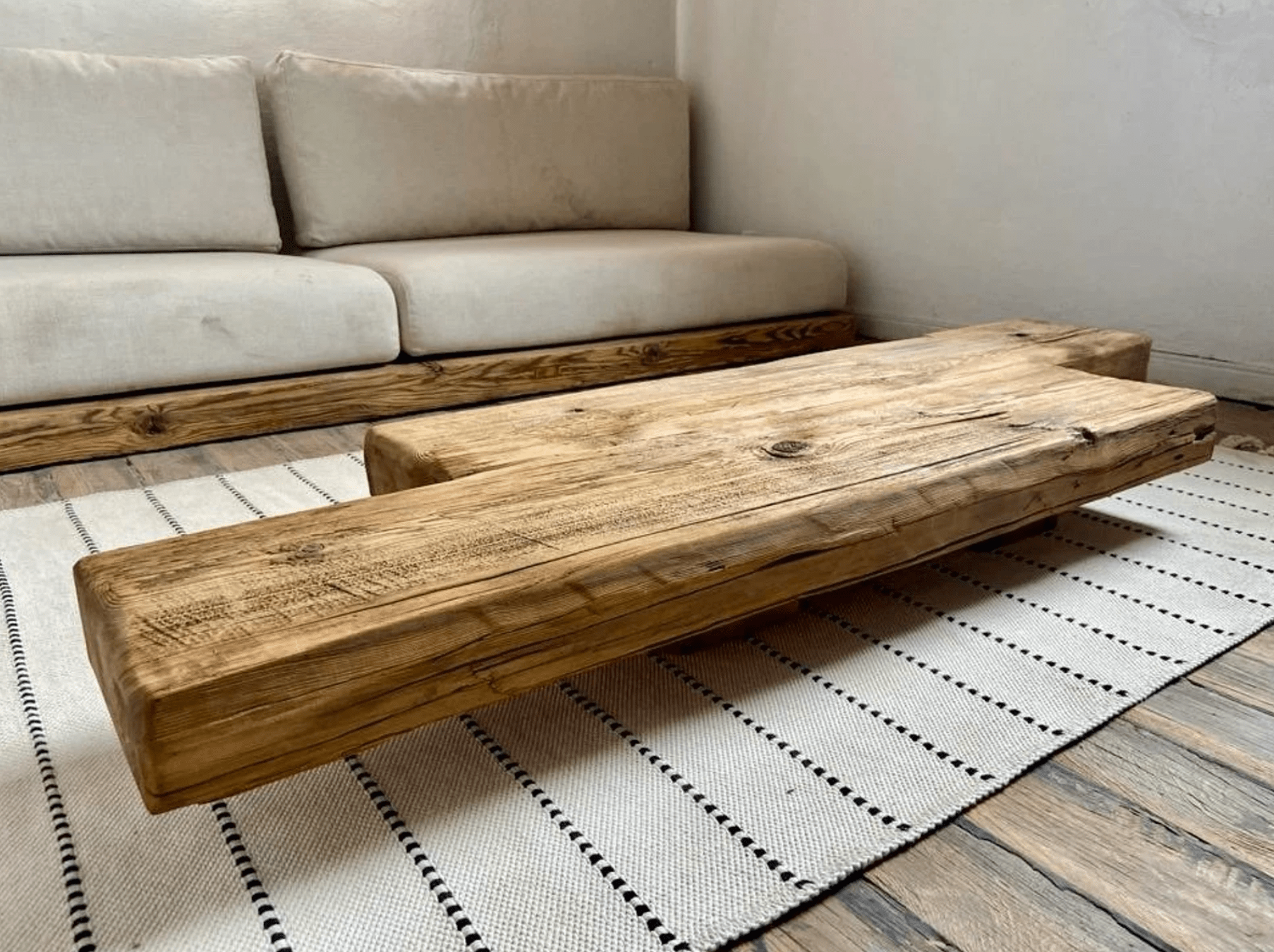 PRE-ORDER Handcrafted Reclaimed Wood Coffee Table – Rustic 60-Year-Old Barn Beam Design( Small-Batch Created)