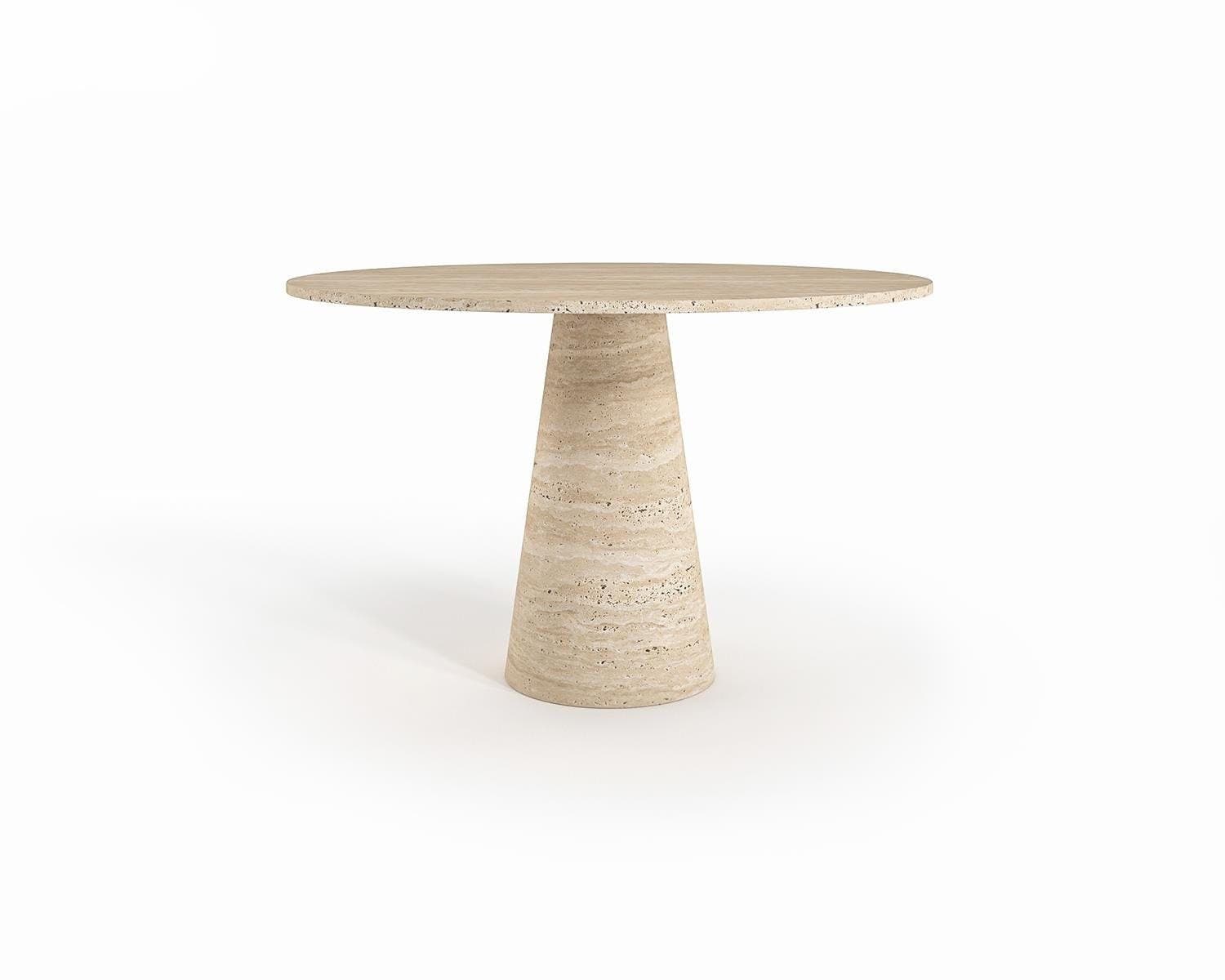 PRE-ORDER Natural Stone Travertine Bistro Table – Round Top with Single Funnel Leg, Custom Sizes Available 24Ø X H 30 inches