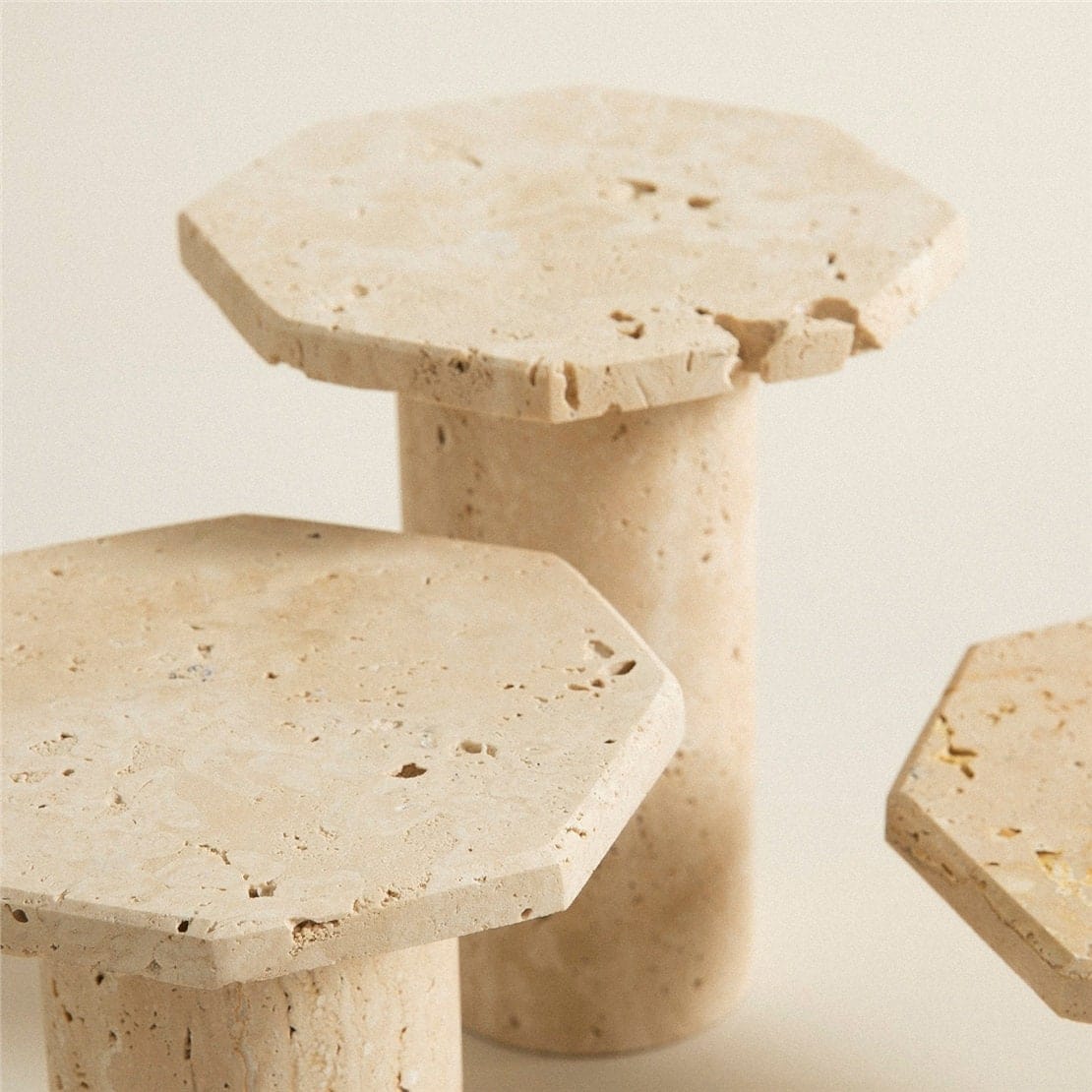 PRE-ORDER Natural Travertine Stand – Handmade Octagon Table Decor for Home and Office ( Small-Batch Created)