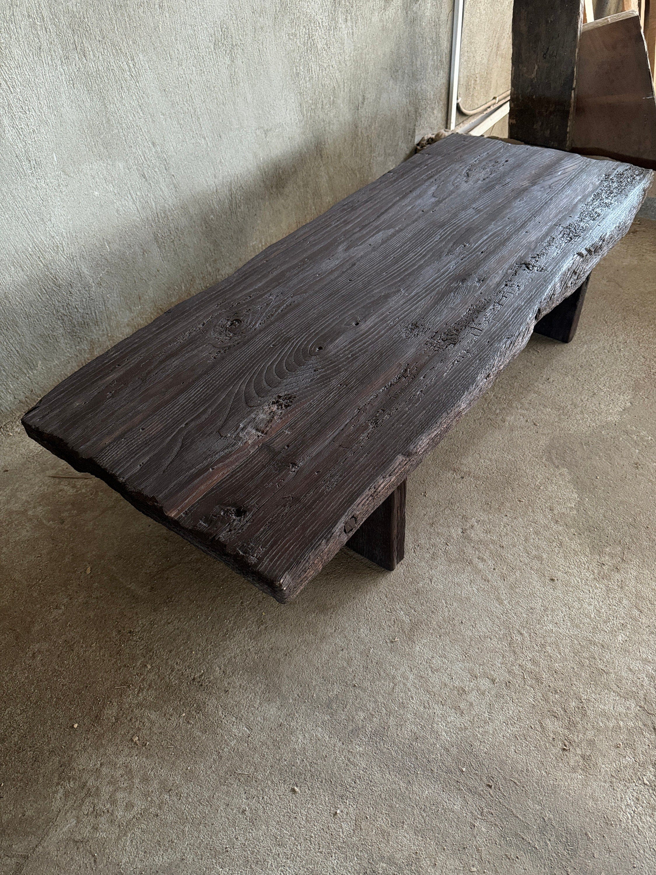 Pre-Order Rustic Low Wood Coffee Table – Handmade Living Room Furniture with Unique Character