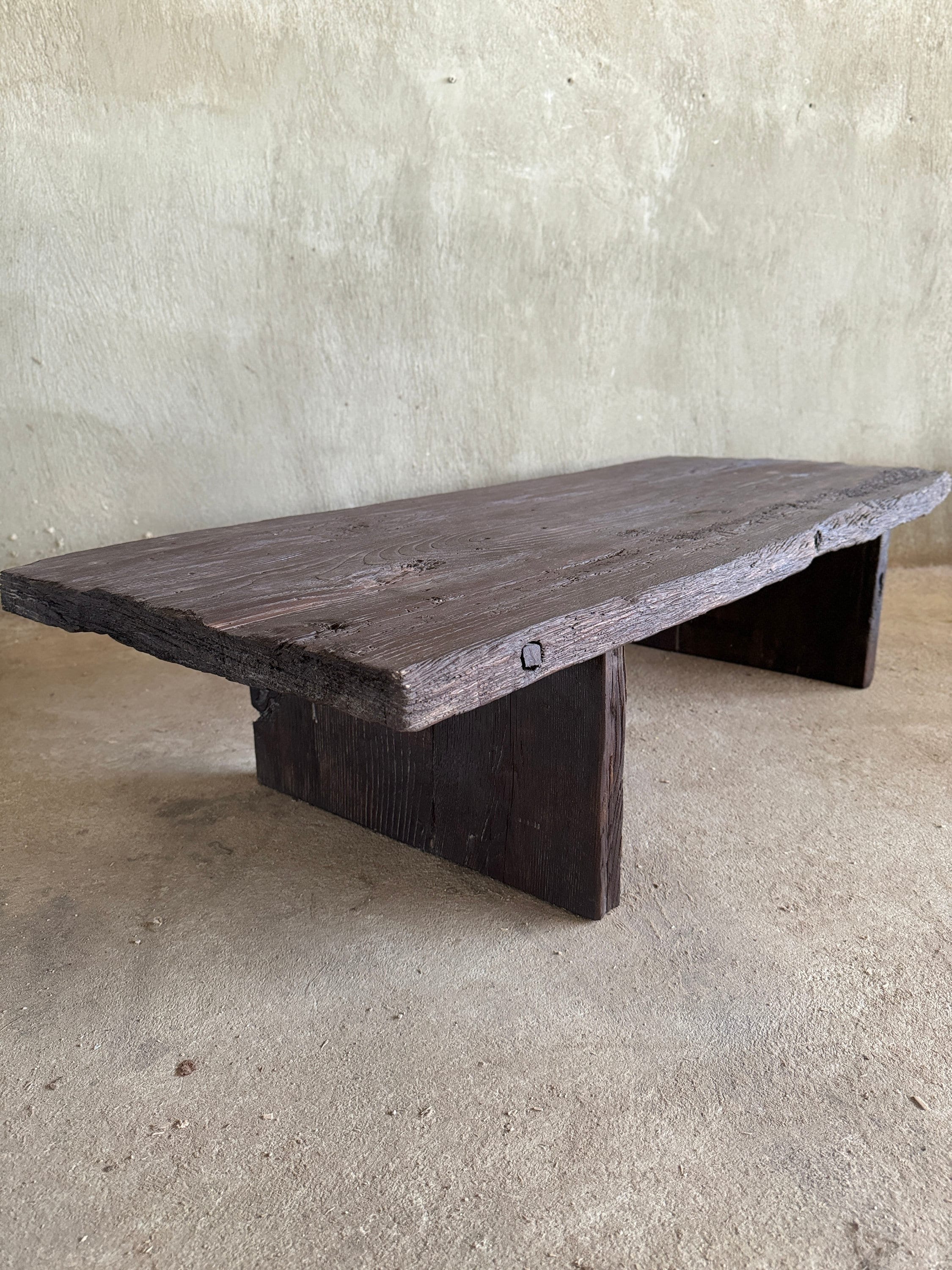 Pre-Order Rustic Low Wood Coffee Table – Handmade Living Room Furniture with Unique Character