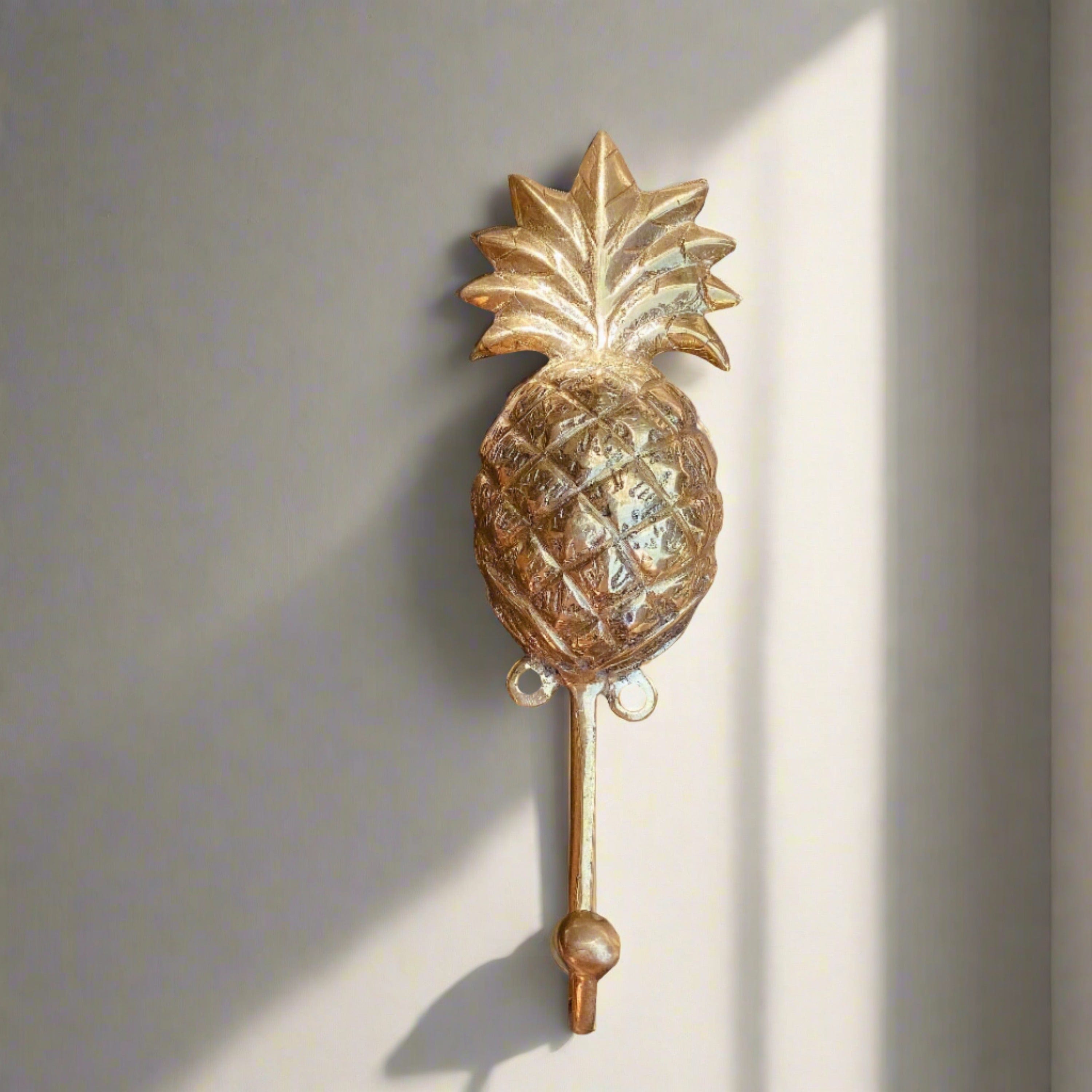 Premium Handcrafted Brass Gold Pineapple Coat Hook/Wall Hanger - Unique Artisan Piece from Indonesia