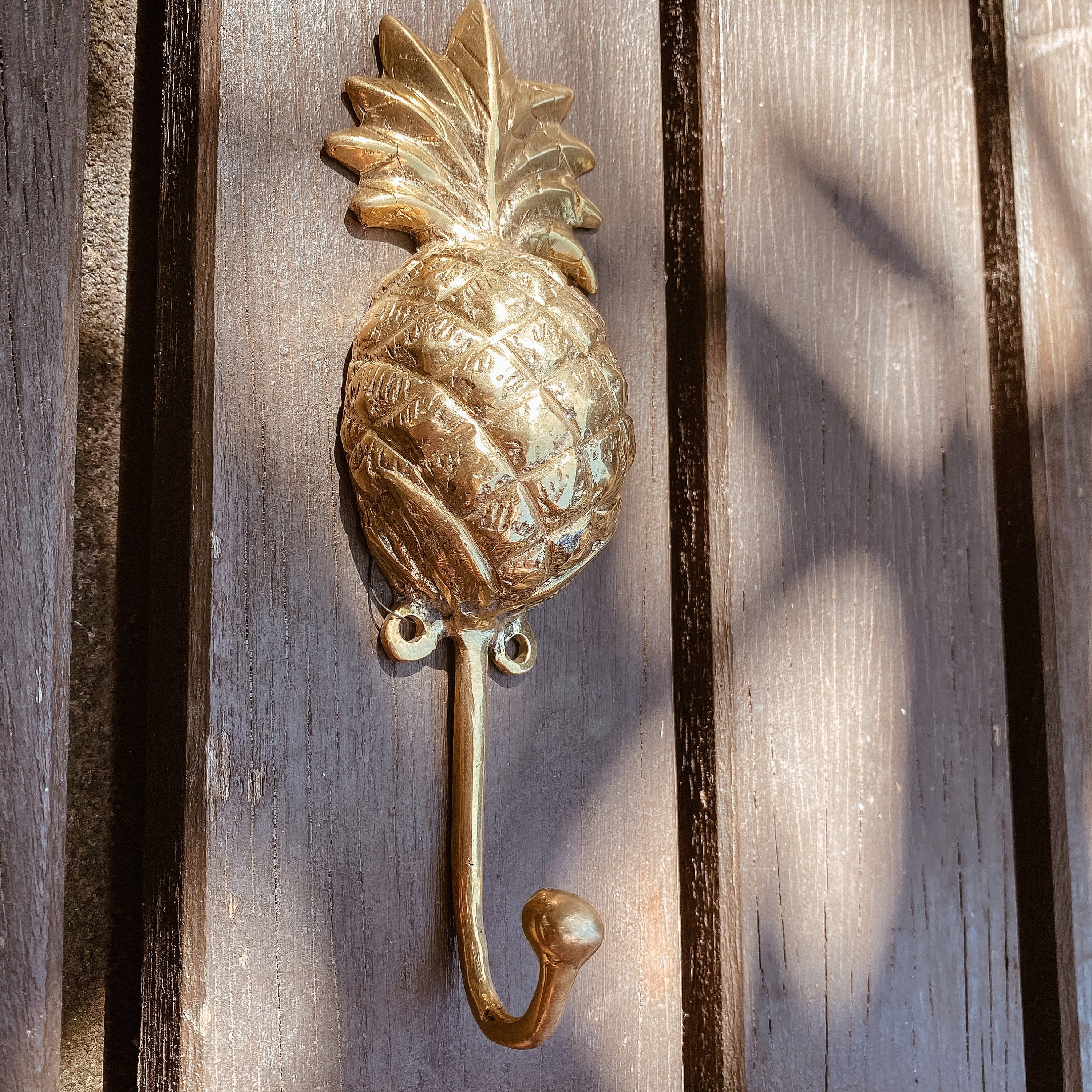 Premium Handcrafted Brass Gold Pineapple Coat Hook/Wall Hanger - Unique Artisan Piece from Indonesia