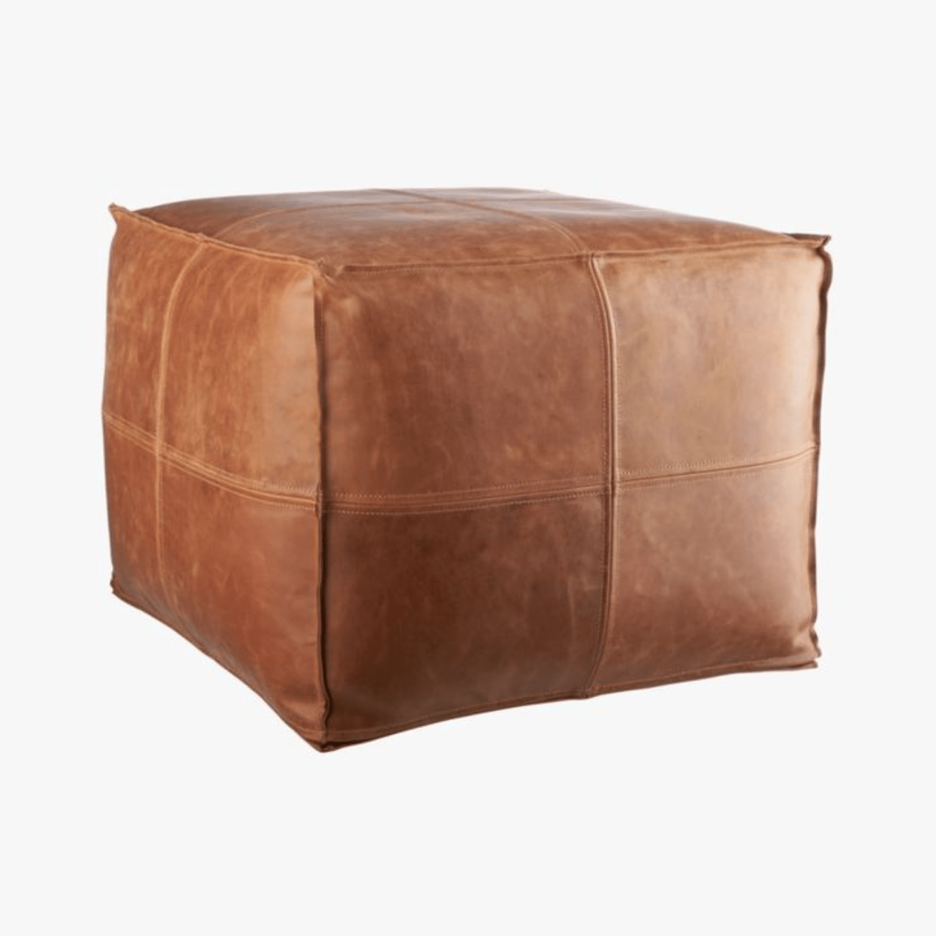 Premium Handmade Leather Pouf Ottoman – Versatile Unstuffed Footstool and Storage Solution