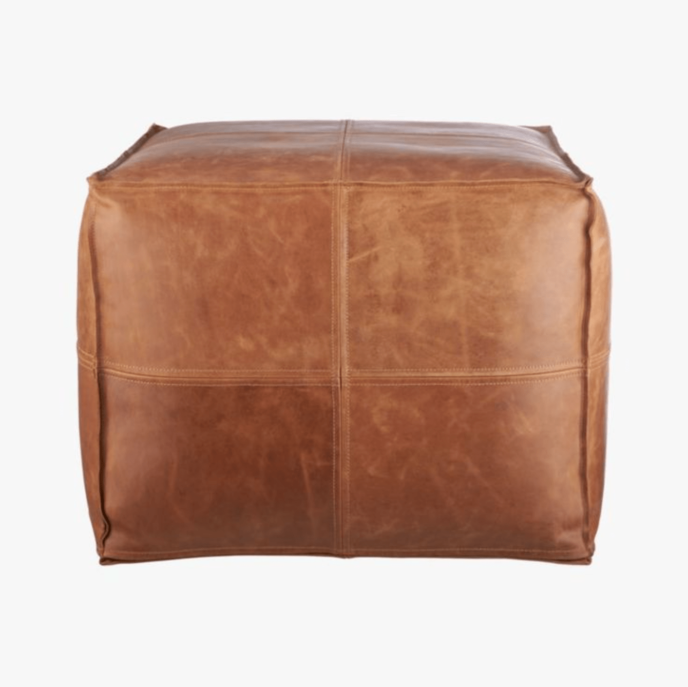 Premium Handmade Leather Pouf Ottoman – Versatile Unstuffed Footstool and Storage Solution