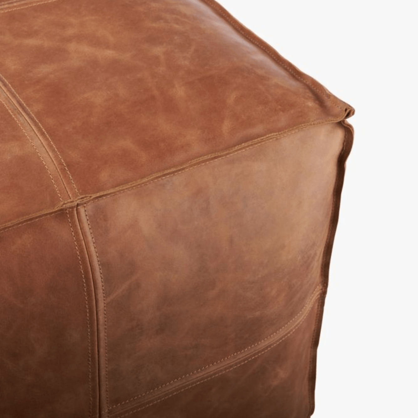 Premium Handmade Leather Pouf Ottoman – Versatile Unstuffed Footstool and Storage Solution