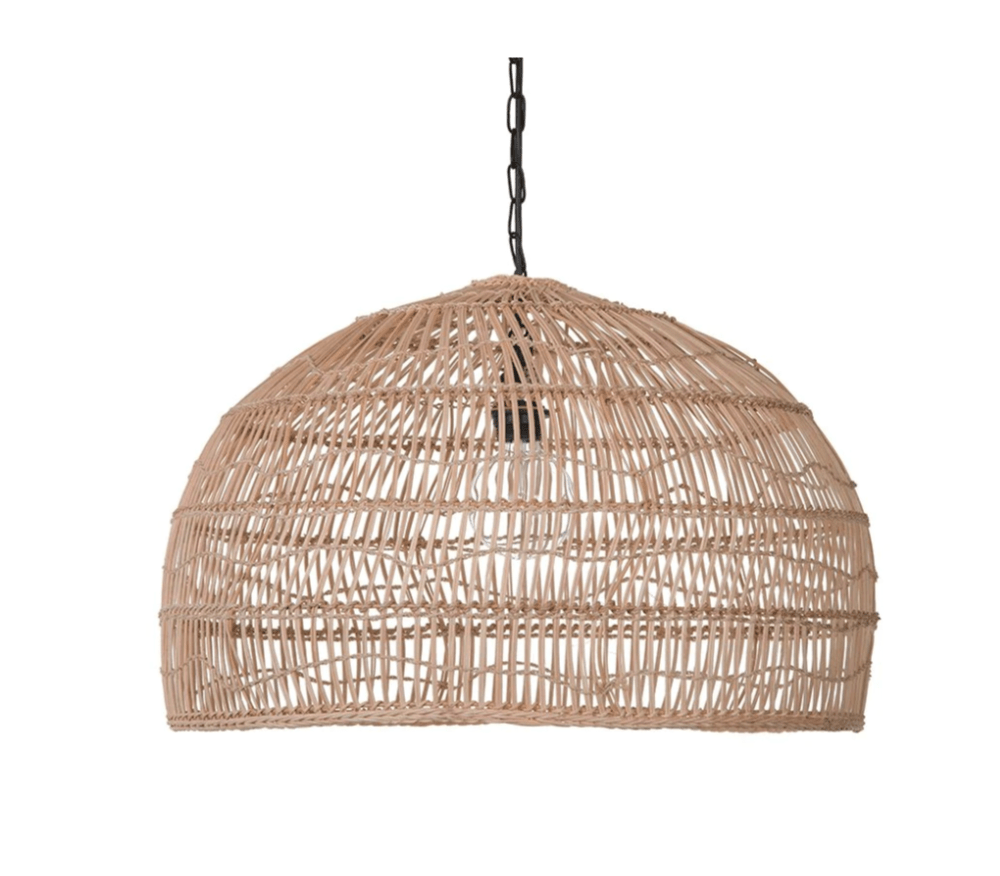 Radiant Rattan Charm: Handwoven Bamboo Pendant Light for Boho Farmhouse Vibes (14.5 * 20 in, Hardwired 48 in)