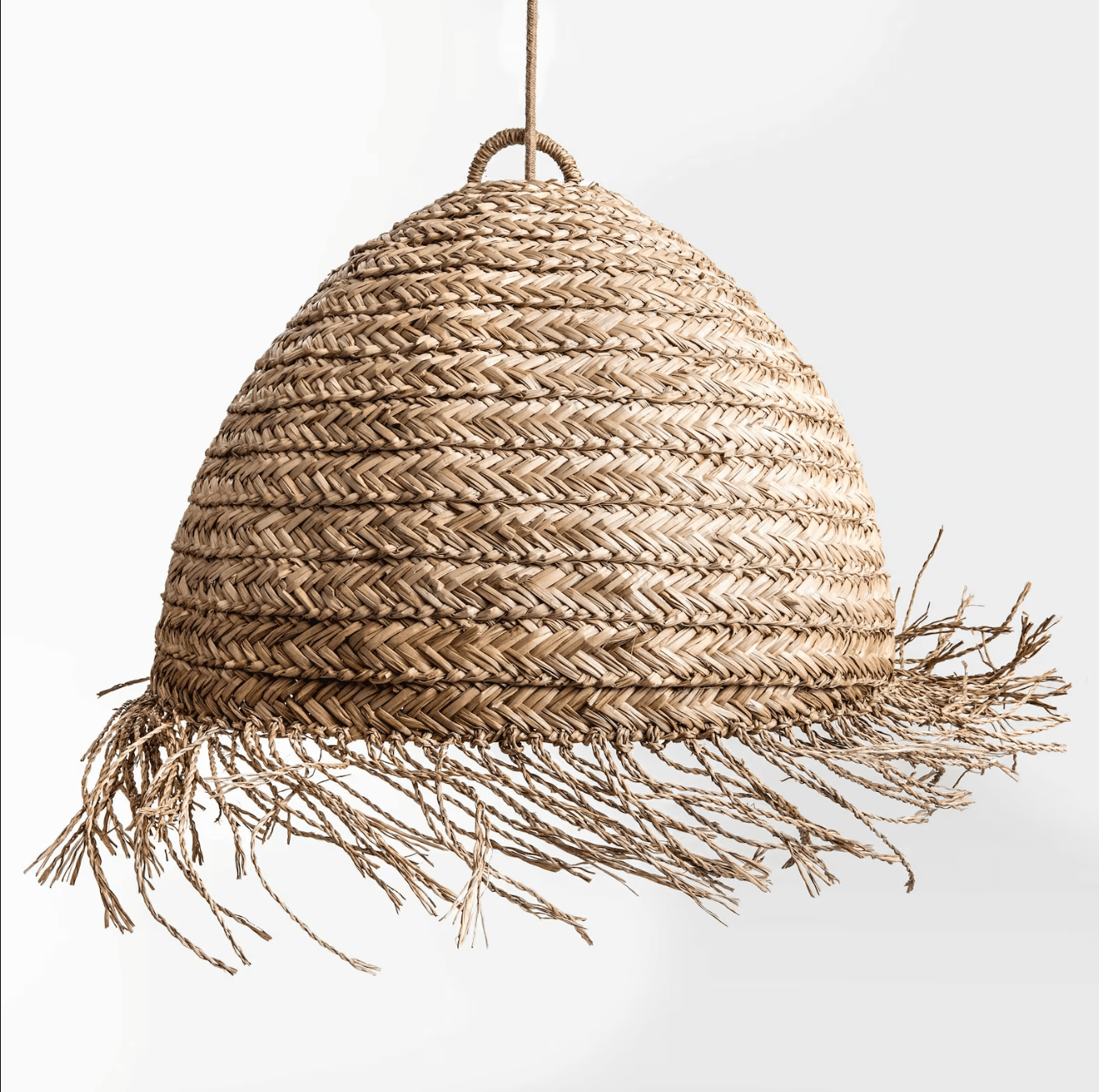 Rattan Pendant Light - Bamboo Pendant Light, Boho Lamp, Rattan Furniture, Patio Pendant Light, Farmhouse, Bohemian Lampshade (Effortless 14 * 10 in, Hardwired 48 in)