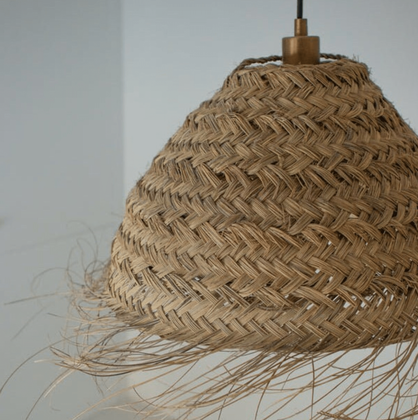 Rattan Pendant Light - Bamboo Pendant Light, Boho Lamp, Rattan Furniture, Patio Pendant Light, Farmhouse, Bohemian Lampshade (Effortless 14 * 10 in, Hardwired 48 in)