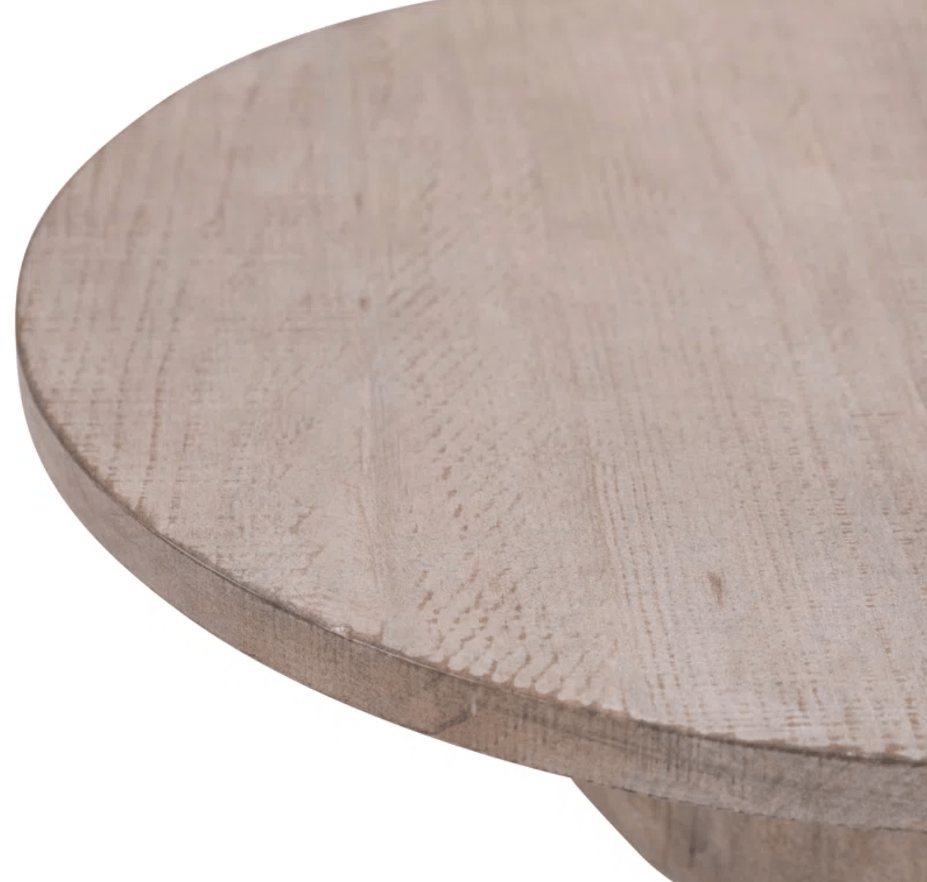 Reclaimed Pine Wood Round Coffee Table - Modern Circular Design with Pedestal Base and Light Warm Finish