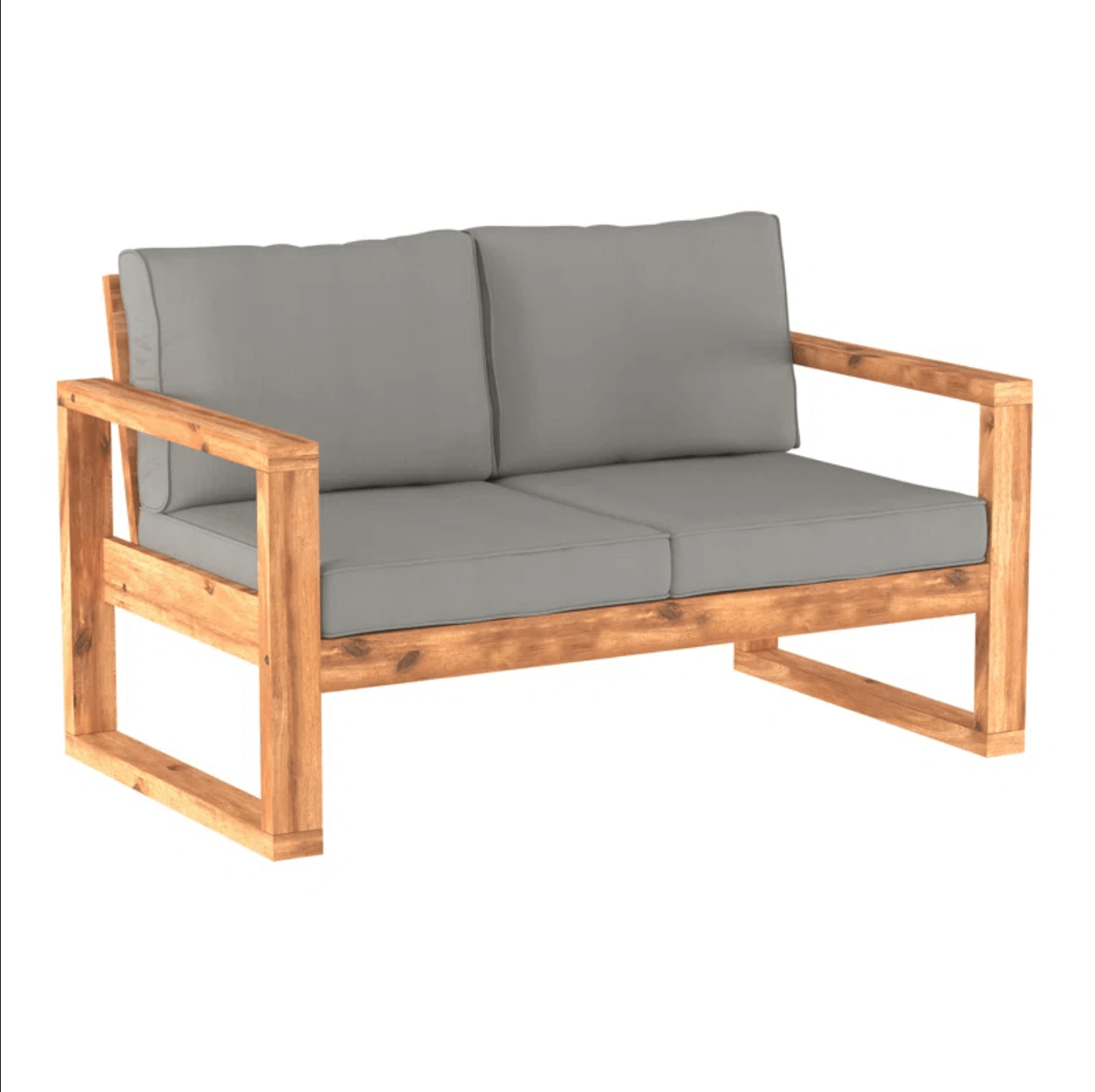 Rustic Acacia Wood Outdoor Deep-Seated Loveseat with Plush Cushions - Weather-Resistant Patio Furniture for Relaxation and Comfort