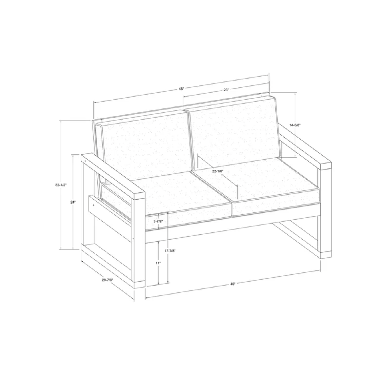 Rustic Acacia Wood Outdoor Deep-Seated Loveseat with Plush Cushions - Weather-Resistant Patio Furniture for Relaxation and Comfort