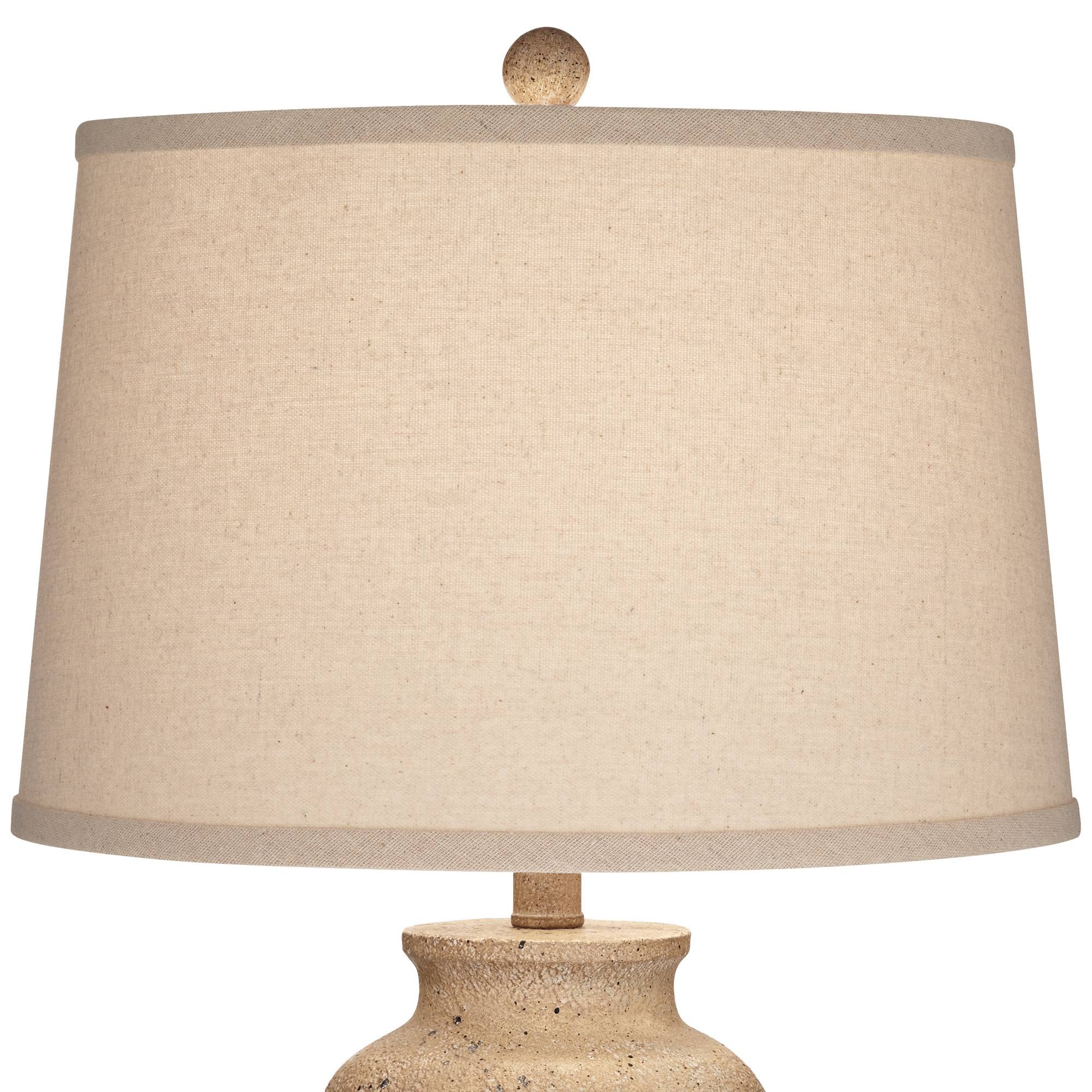 Rustic Coastal Table Lamps Set of 2 – Beige Fabric Shades for Bedroom and Living Room