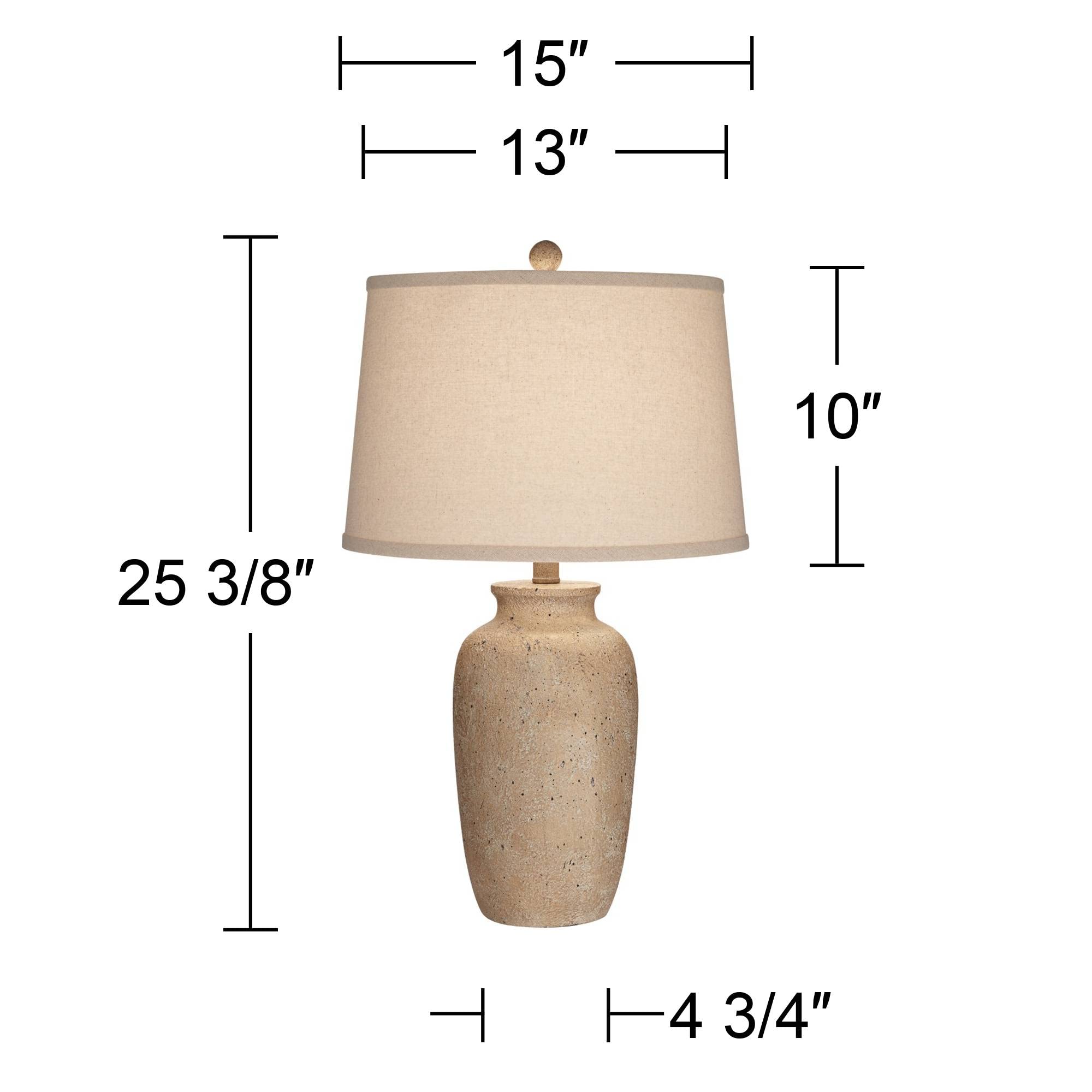 Rustic Coastal Table Lamps Set of 2 – Beige Fabric Shades for Bedroom and Living Room