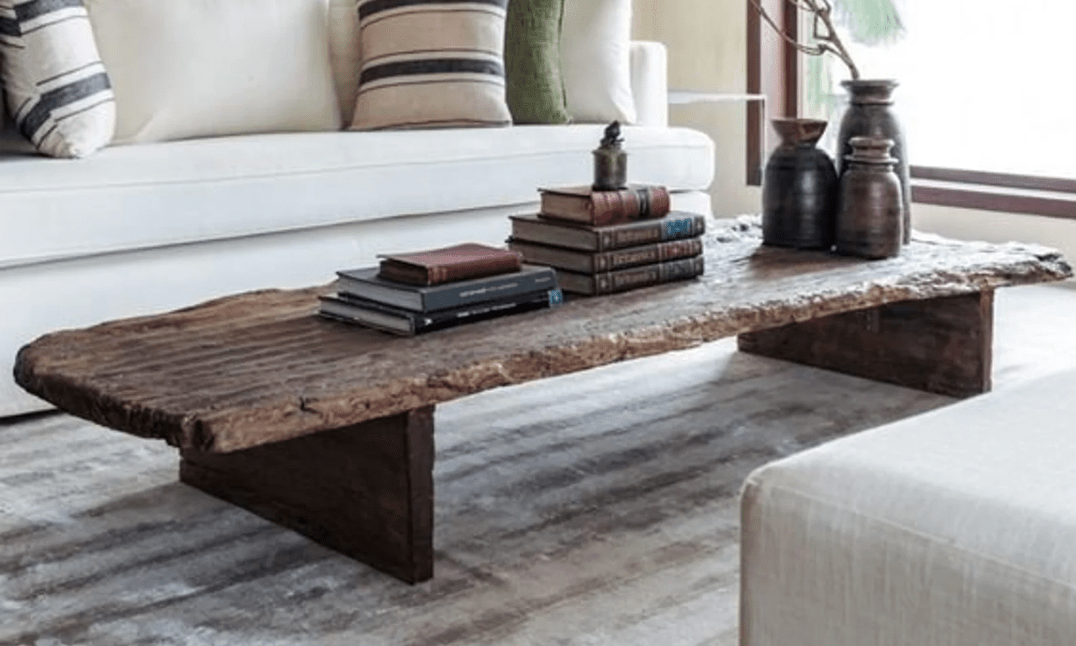 Rustic Dark Brown Coffee Table - A Century-Old Wooden Centerpiece for Your Living Room