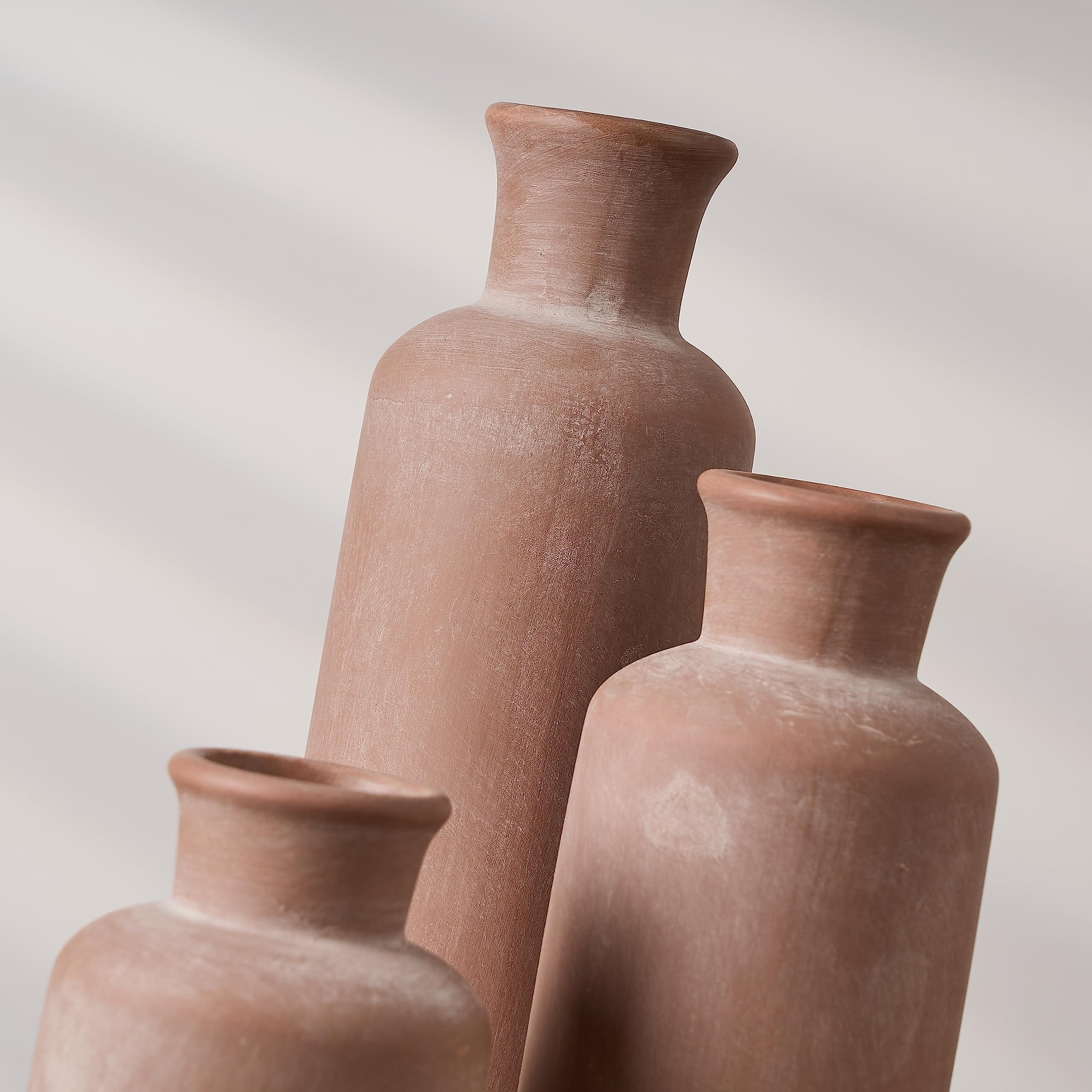 Rustic Terracotta Vase Set – Farmhouse Decor for Bedroom, Office, Living Room, and More