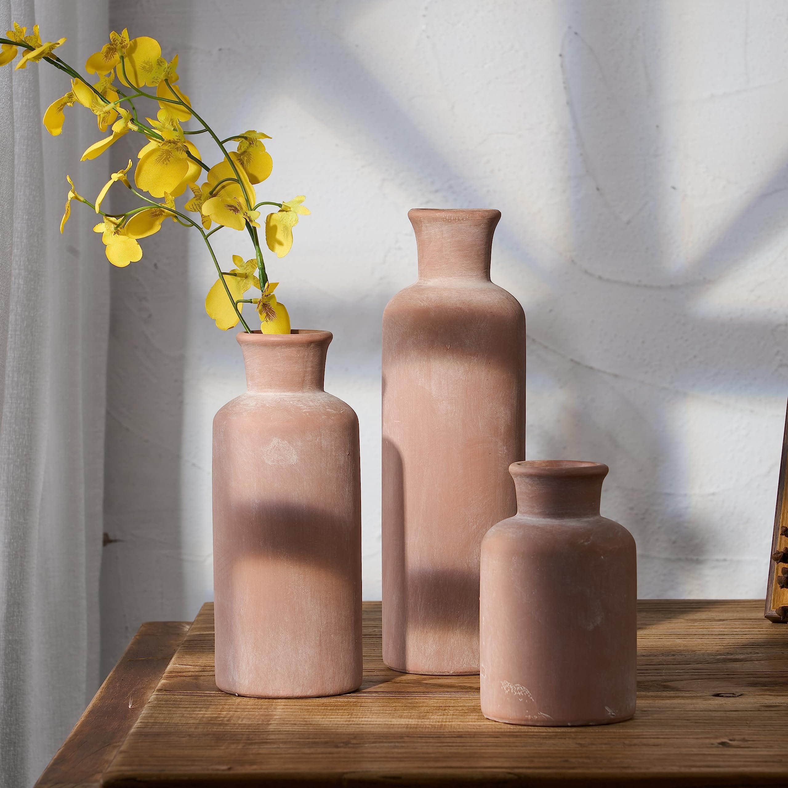 Rustic Terracotta Vase Set – Farmhouse Decor for Bedroom, Office, Living Room, and More