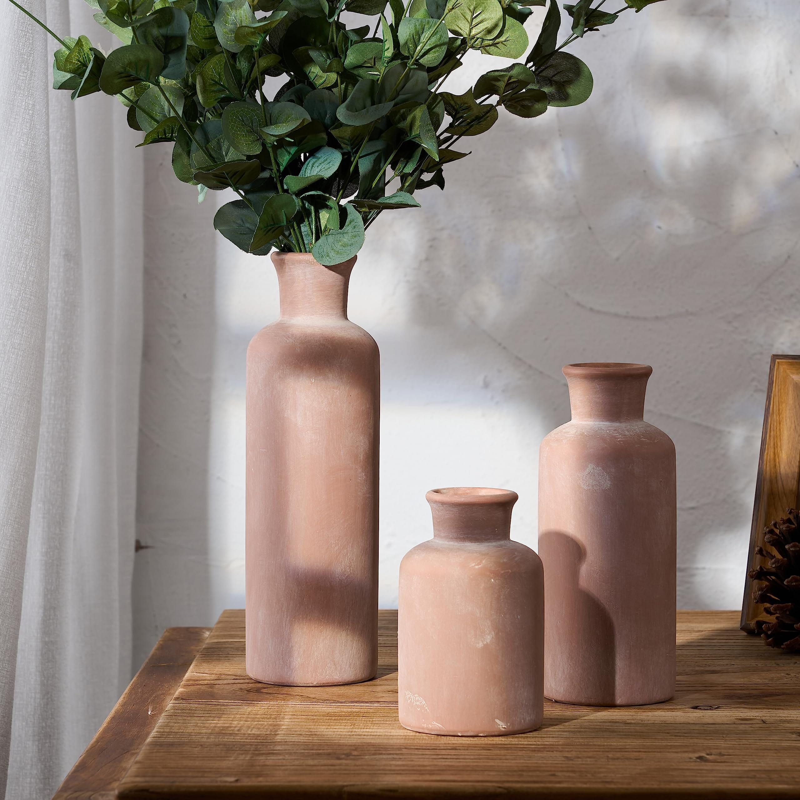 Rustic Terracotta Vase Set – Farmhouse Decor for Bedroom, Office, Living Room, and More