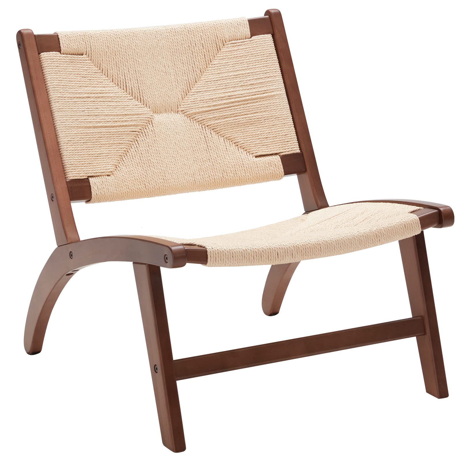 Scandinavian-Inspired Lounge Chair with Braided Jute Paper Rope Upholstery - Mid-Century Modern Style for Cozy Comfort