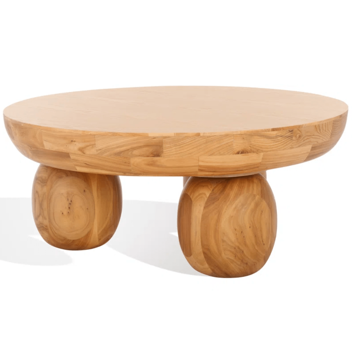 Sculptural Elmwood Coffee Table - Modern Geometric Design with Curved Top and Unique Grain Variation