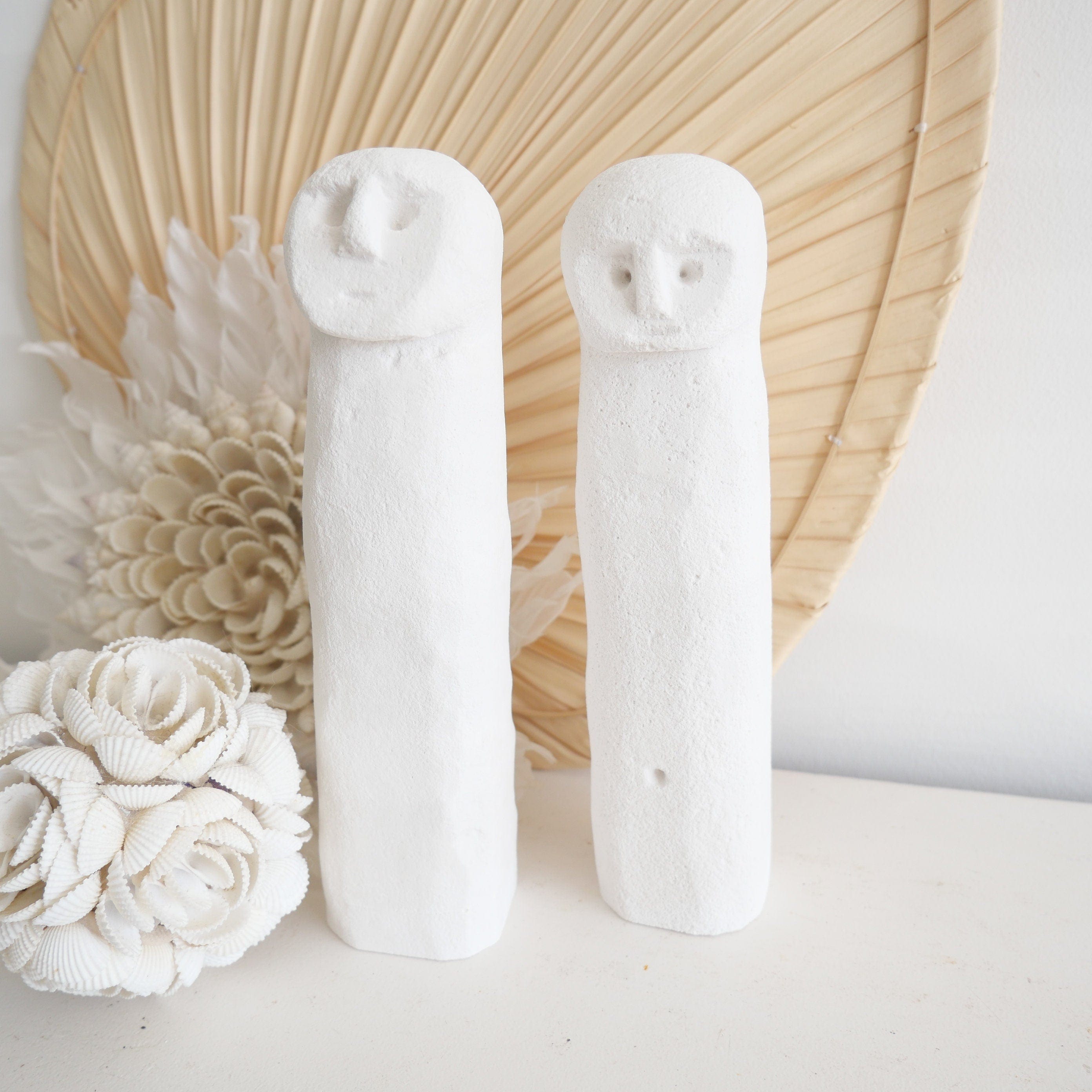 Set of 2 Elegant Minimalist Porcelain Figurines – Boho Farmhouse Decorative Set