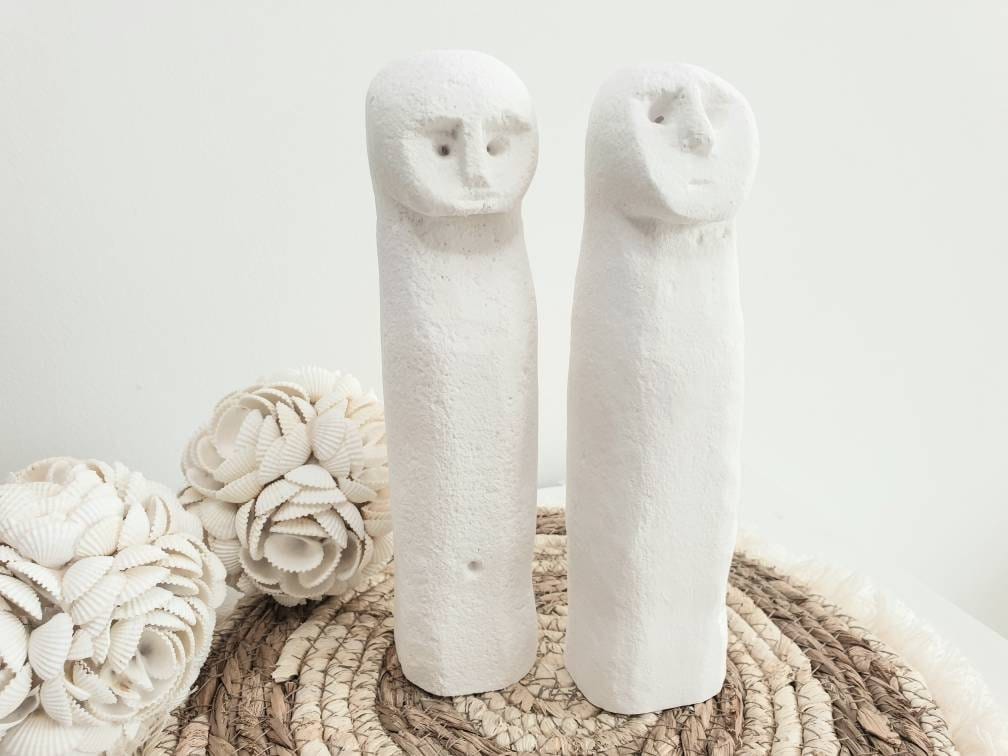 Set of 2 Elegant Minimalist Porcelain Figurines – Boho Farmhouse Decorative Set