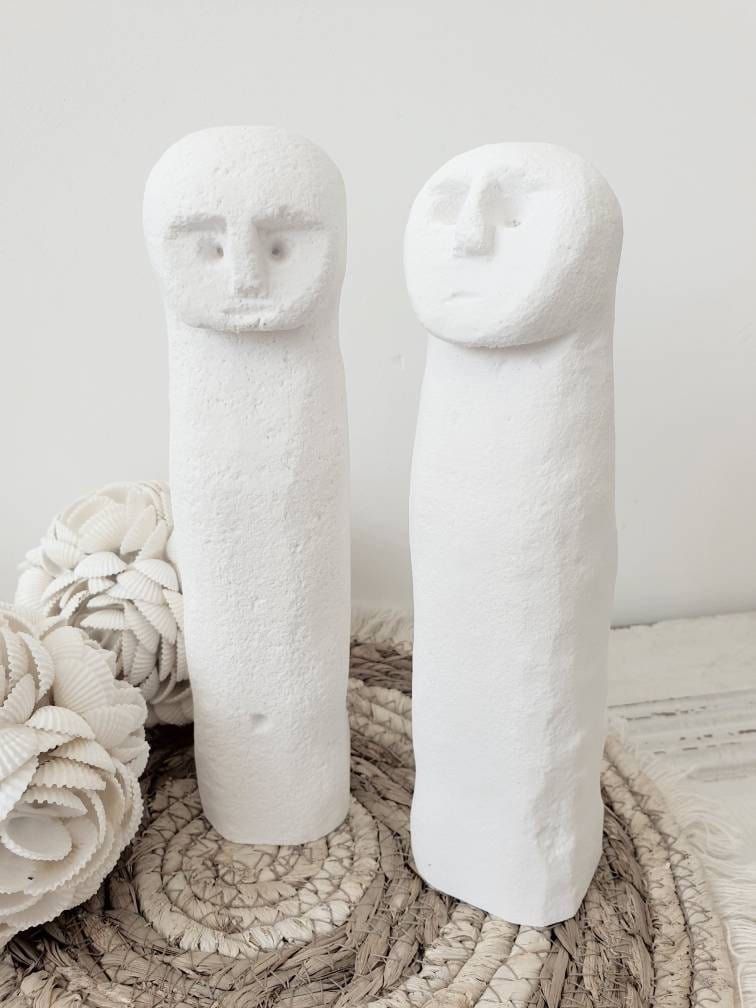 Set of 2 Elegant Minimalist Porcelain Figurines – Boho Farmhouse Decorative Set