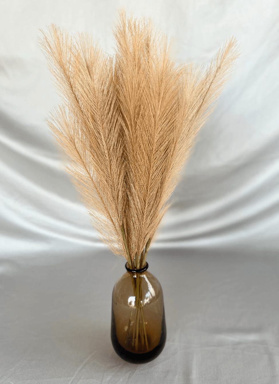 Set of 6 Faux Pampas Grass Stems - Caramel Small 20” Real Touch - Boho Home Decor Wedding Decor Floral Arrangements Centerpiece - No Shedding, Exceptional Quality